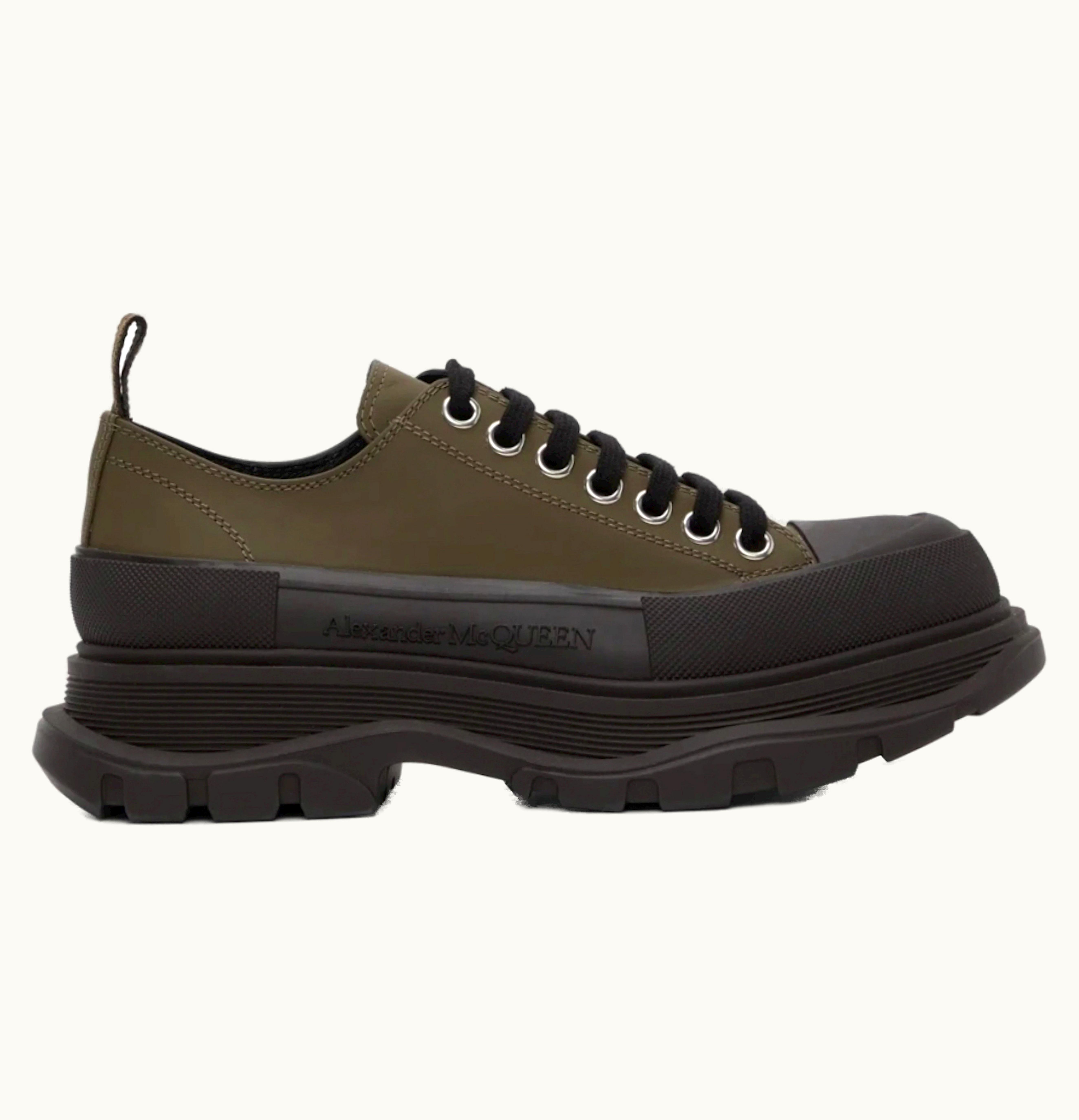 Alexander McQueen Tread Slick Low Lace Up Khaki