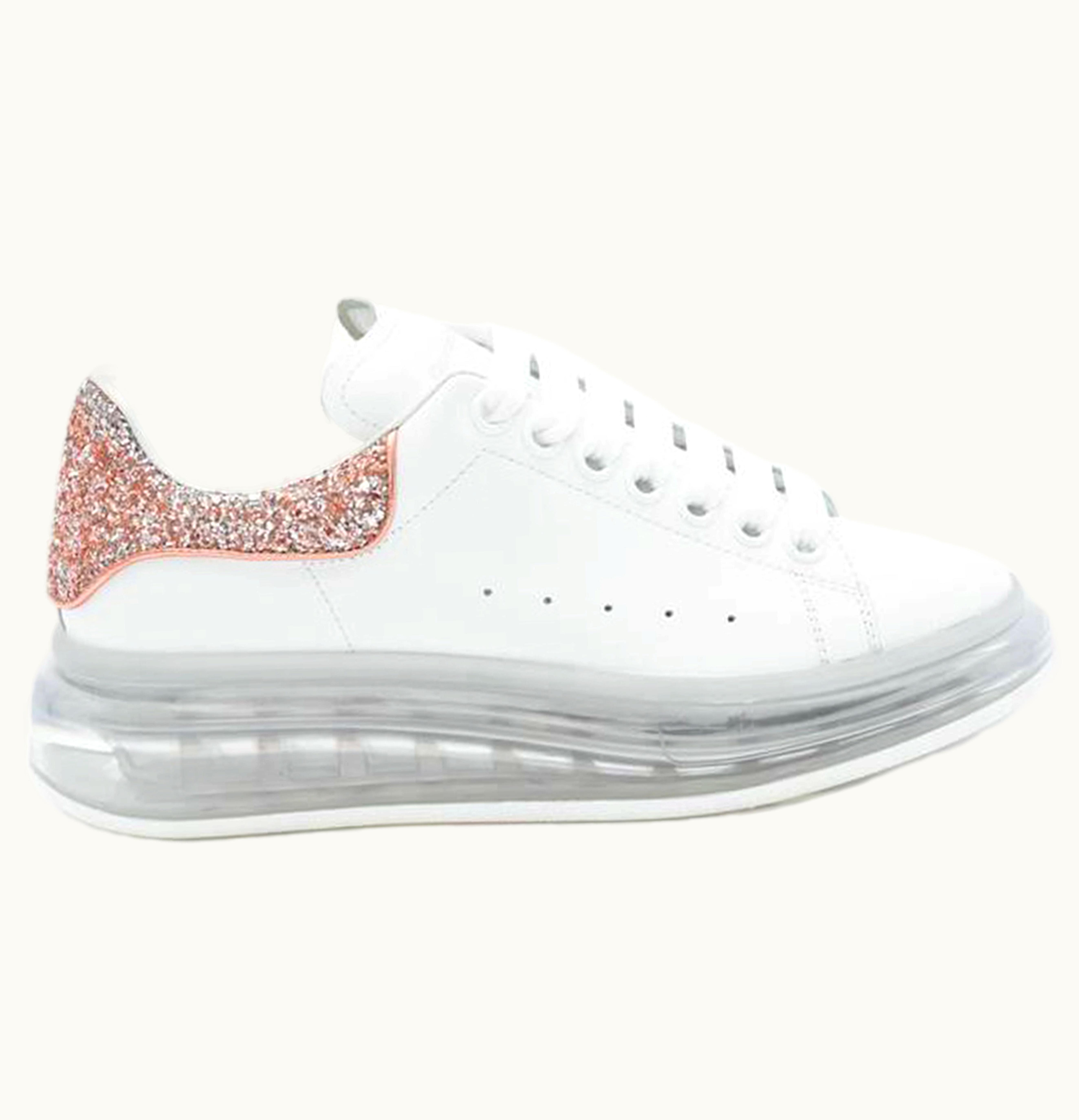 Alexander McQueen Oversized White Pink Glitter W