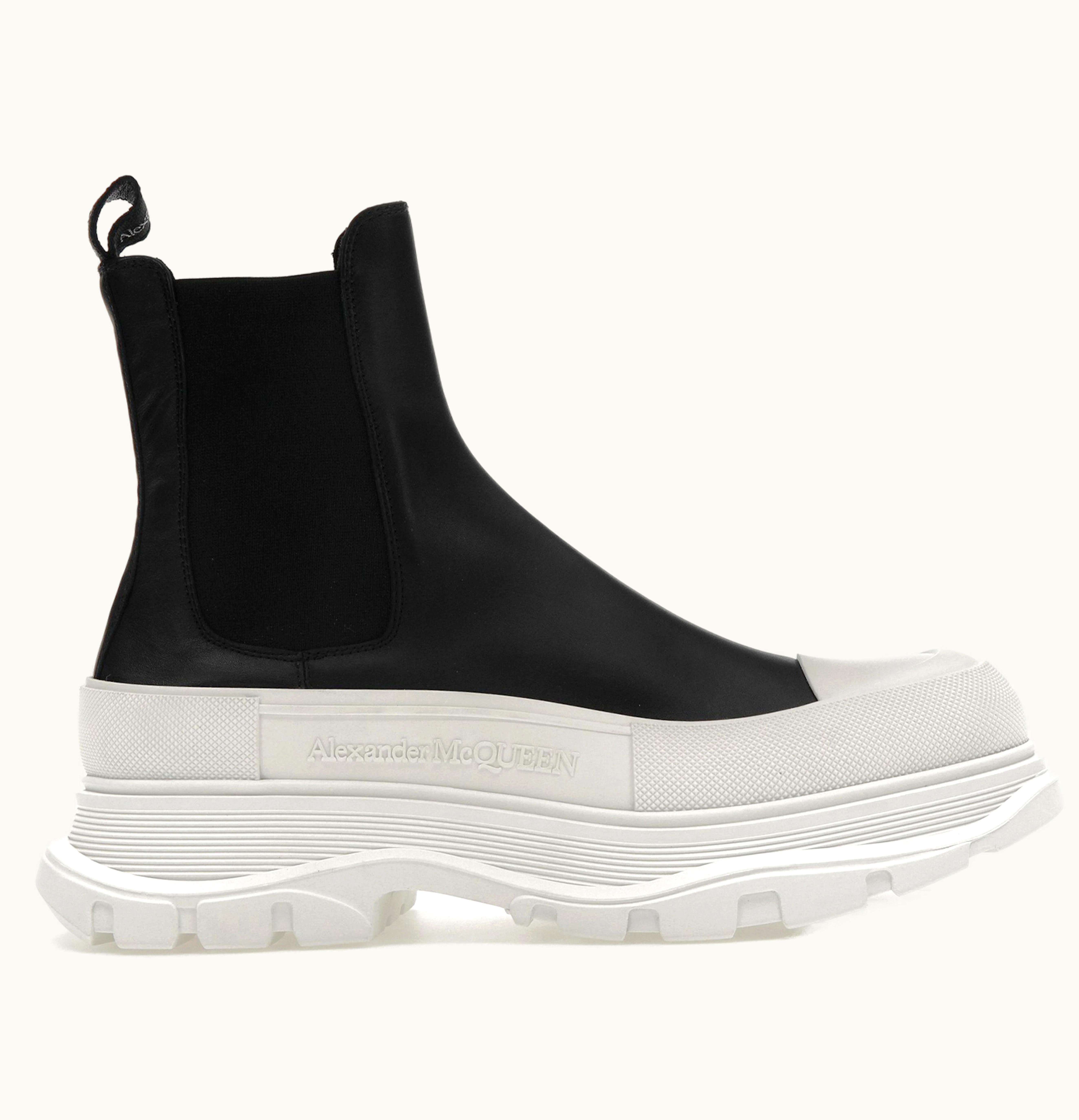 Alexander McQueen Tread Slick Chelsea Boot Black White
