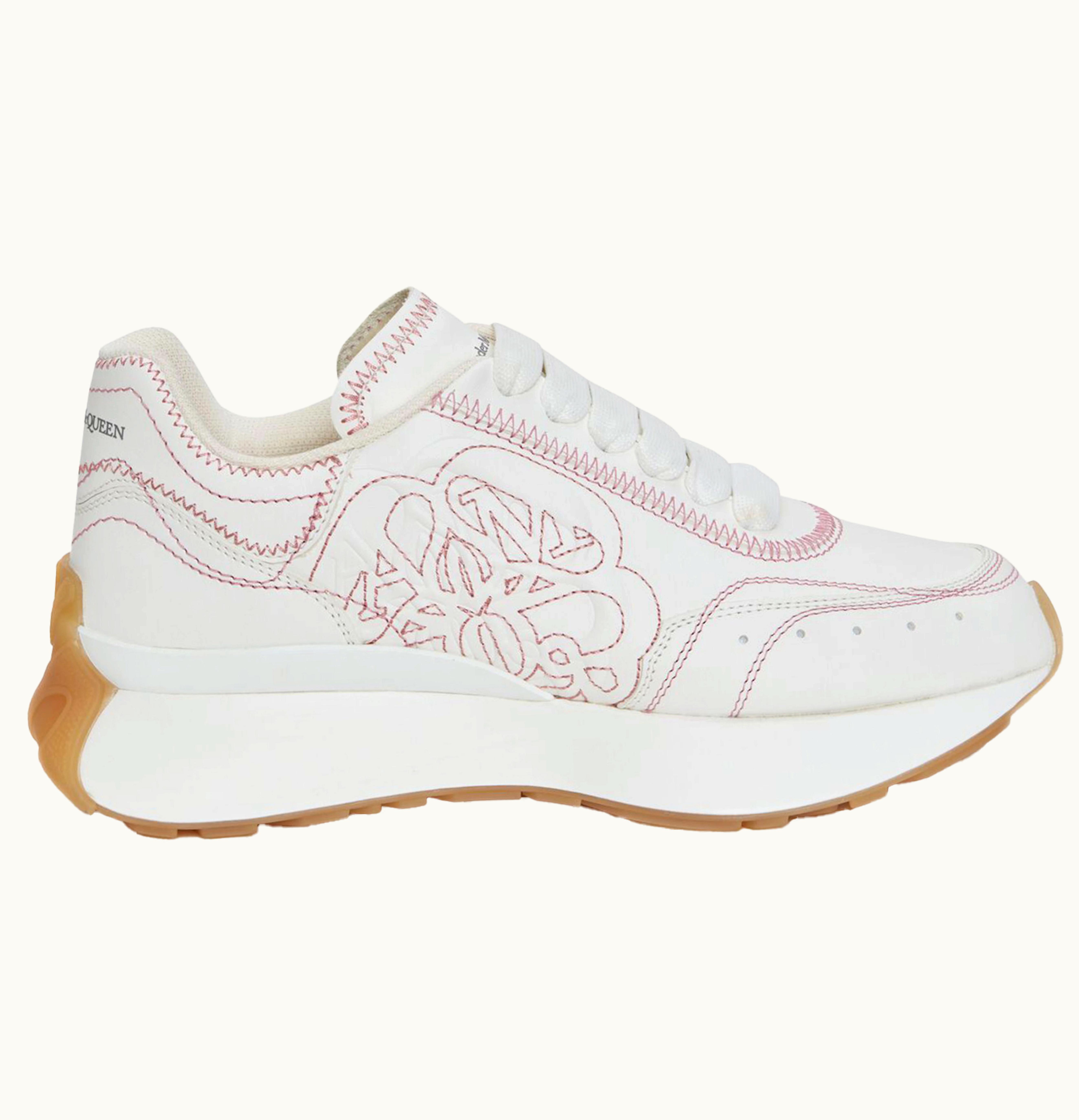 Alexander McQueen Sprint Runner White Pink Trim Womens