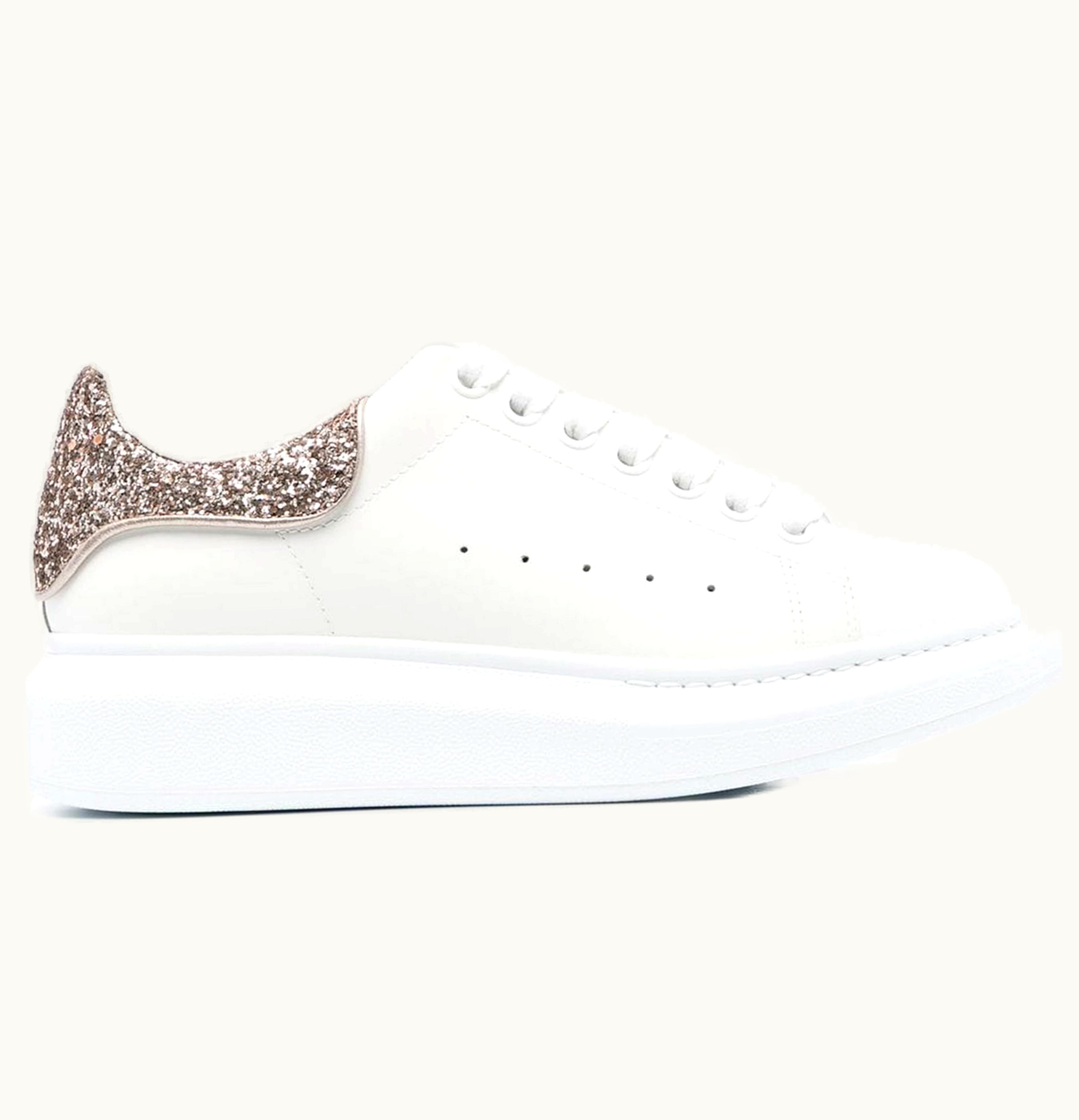 Alexander McQueen Oversized White Rose Glitter Womens