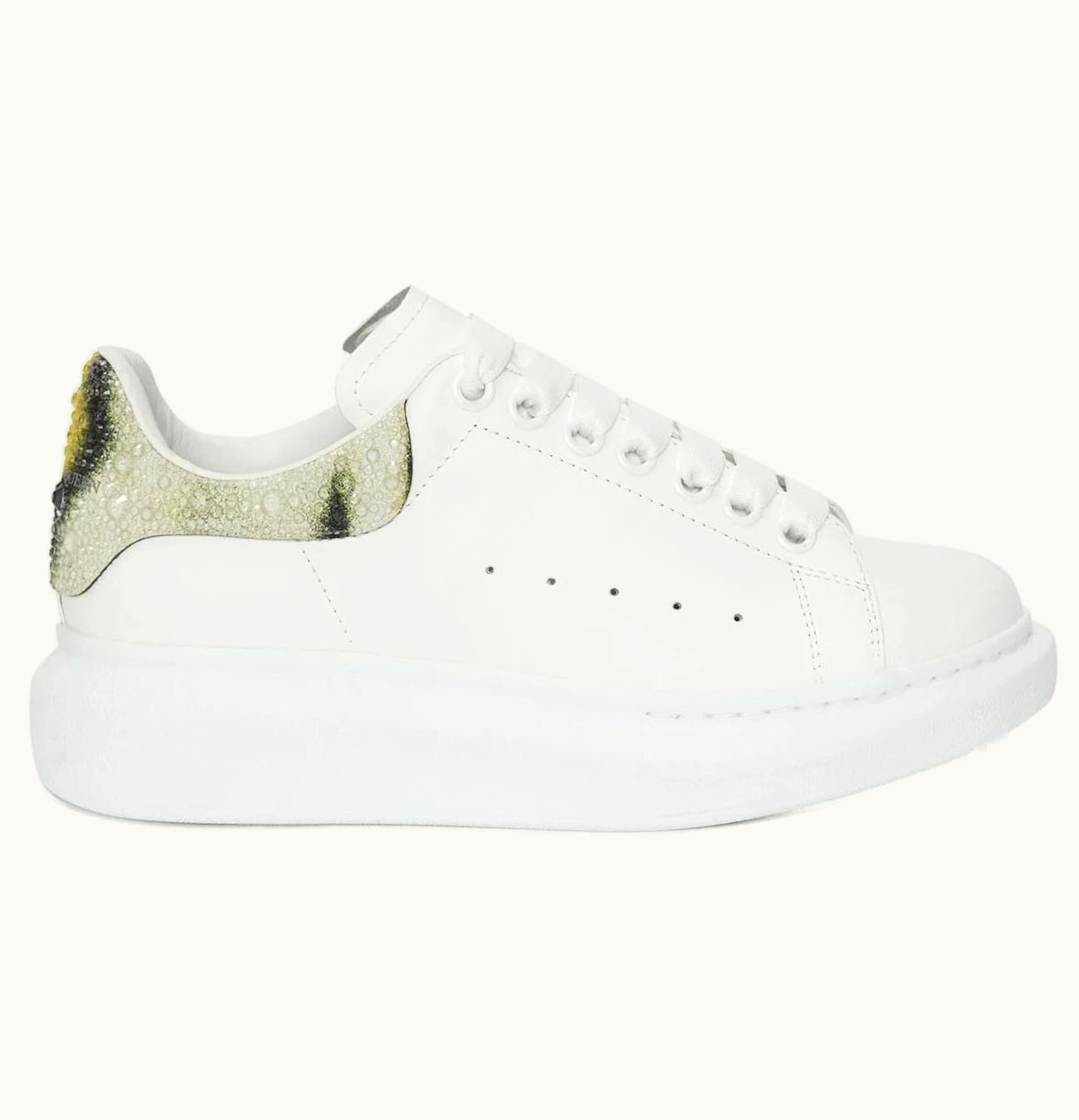 Alexander McQueen Oversized White Green Crystal W