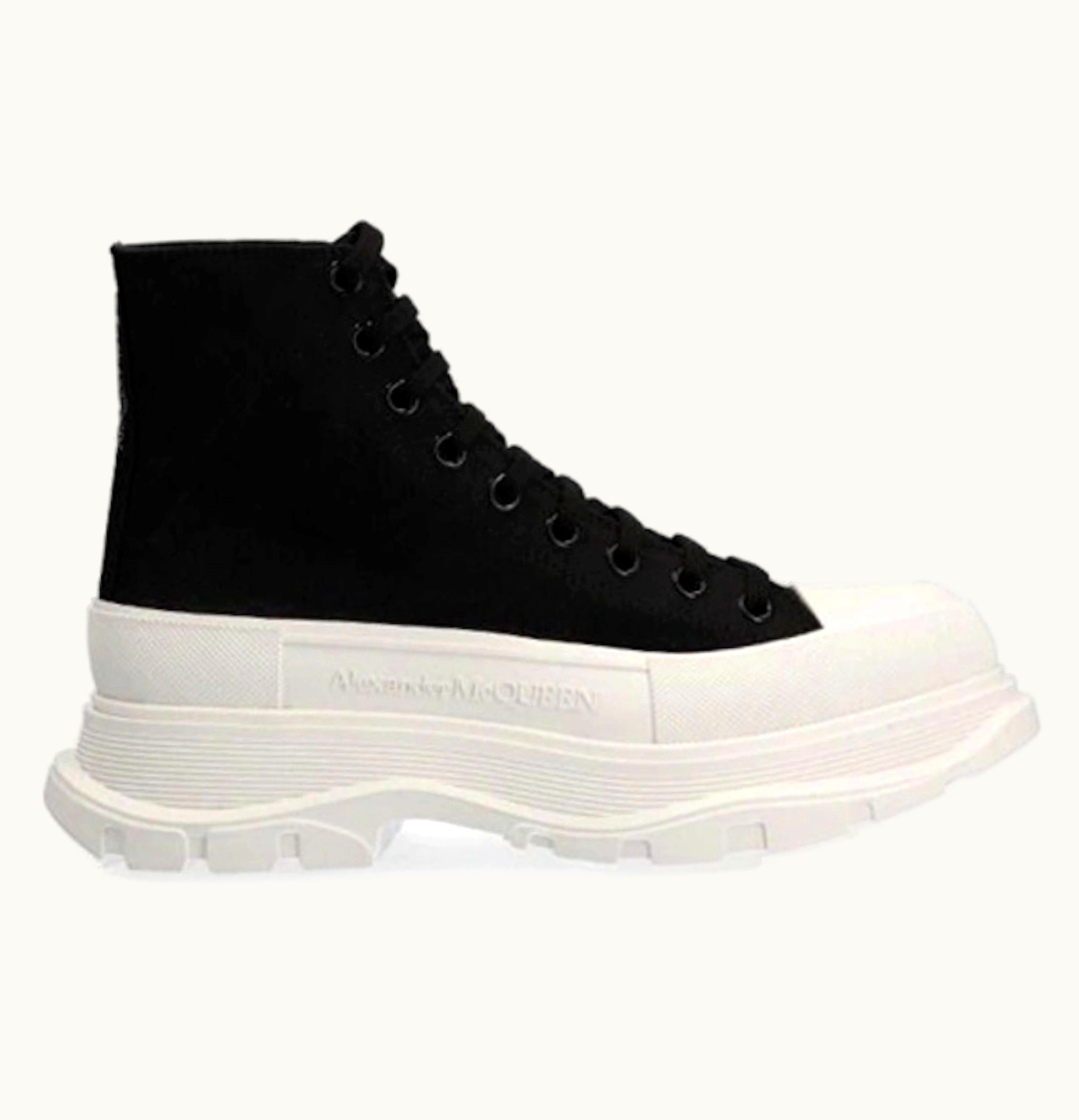 Alexander McQueen Tread Slick Lace Up Boot Black Black White