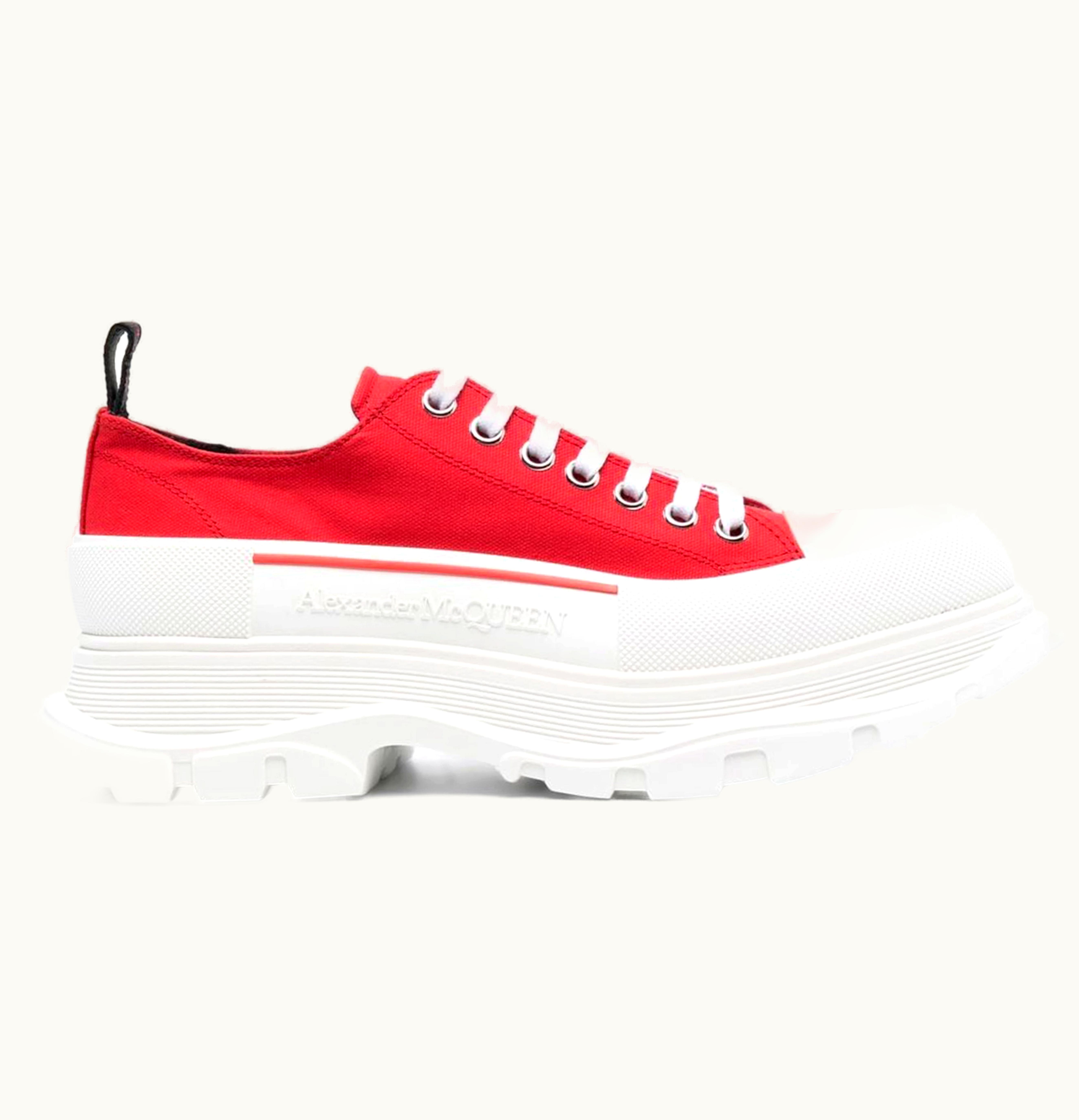 Alexander McQueen Tread Slick Low Lace Up Red White
