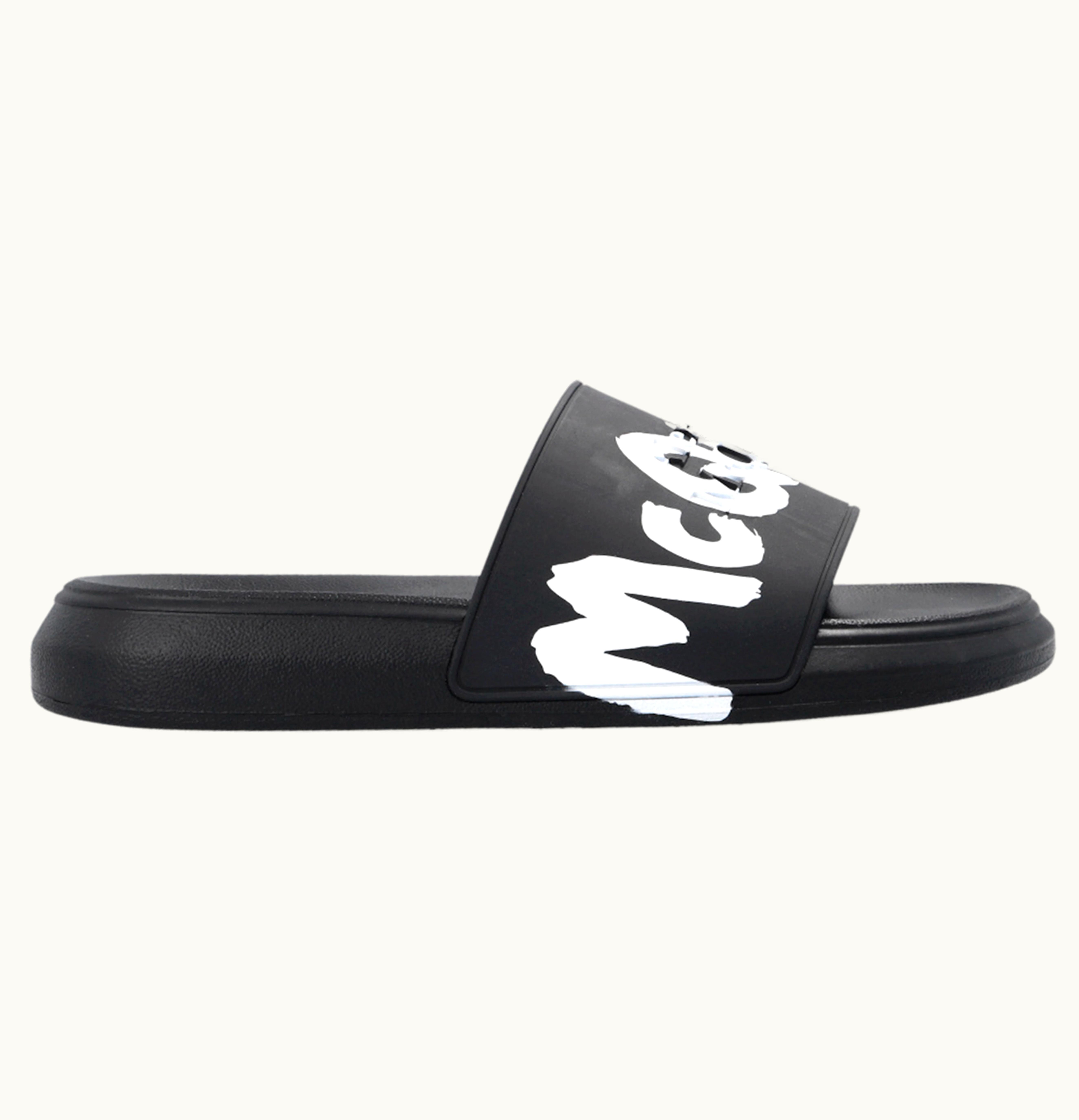 Alexander McQueen Grafitti Logo Slide Black White