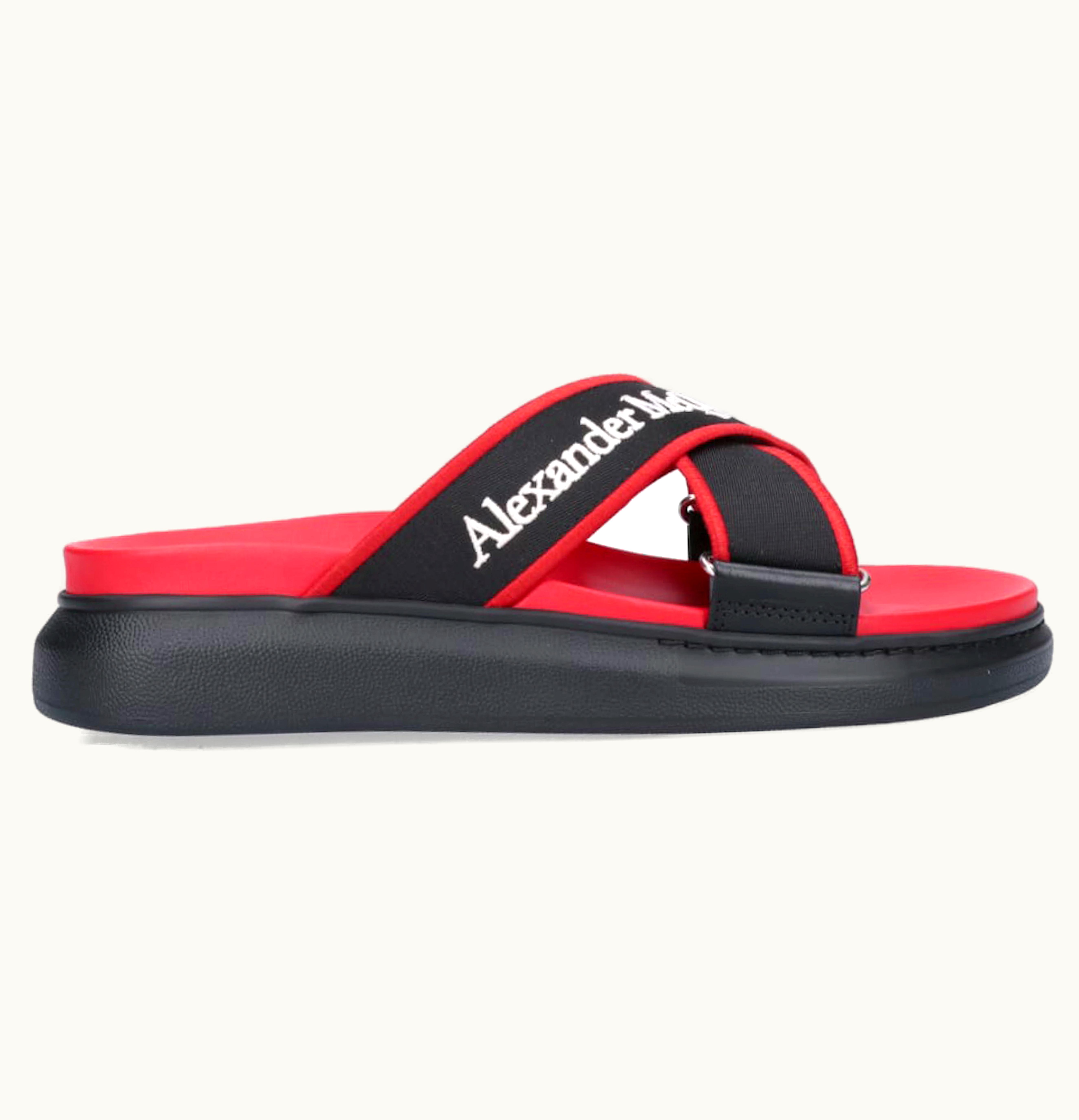 Alexander McQueen Oversized Hybrid Slide Red Black