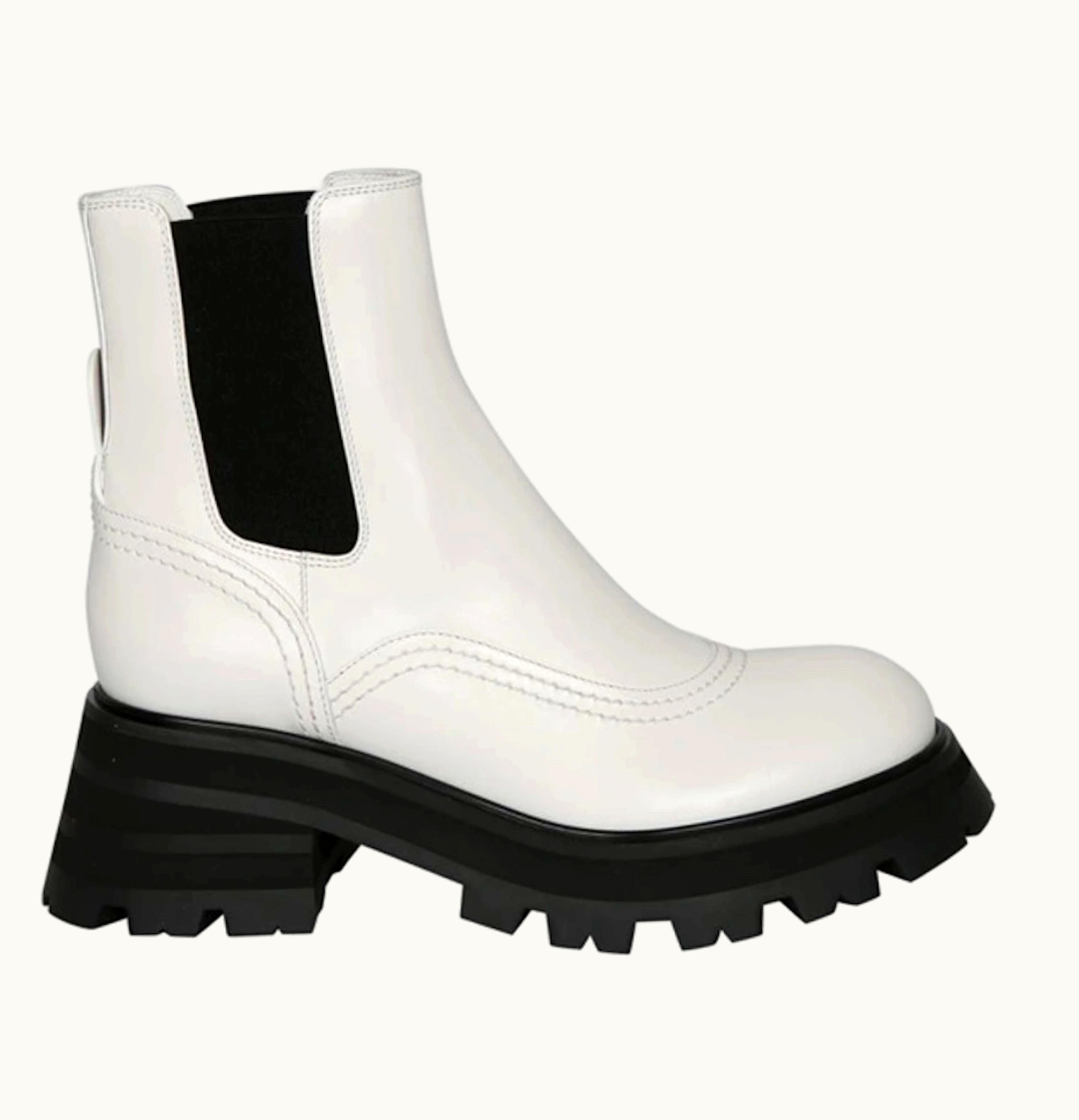 Alexander McQueen Wander Chelsea Boots White Black Womens