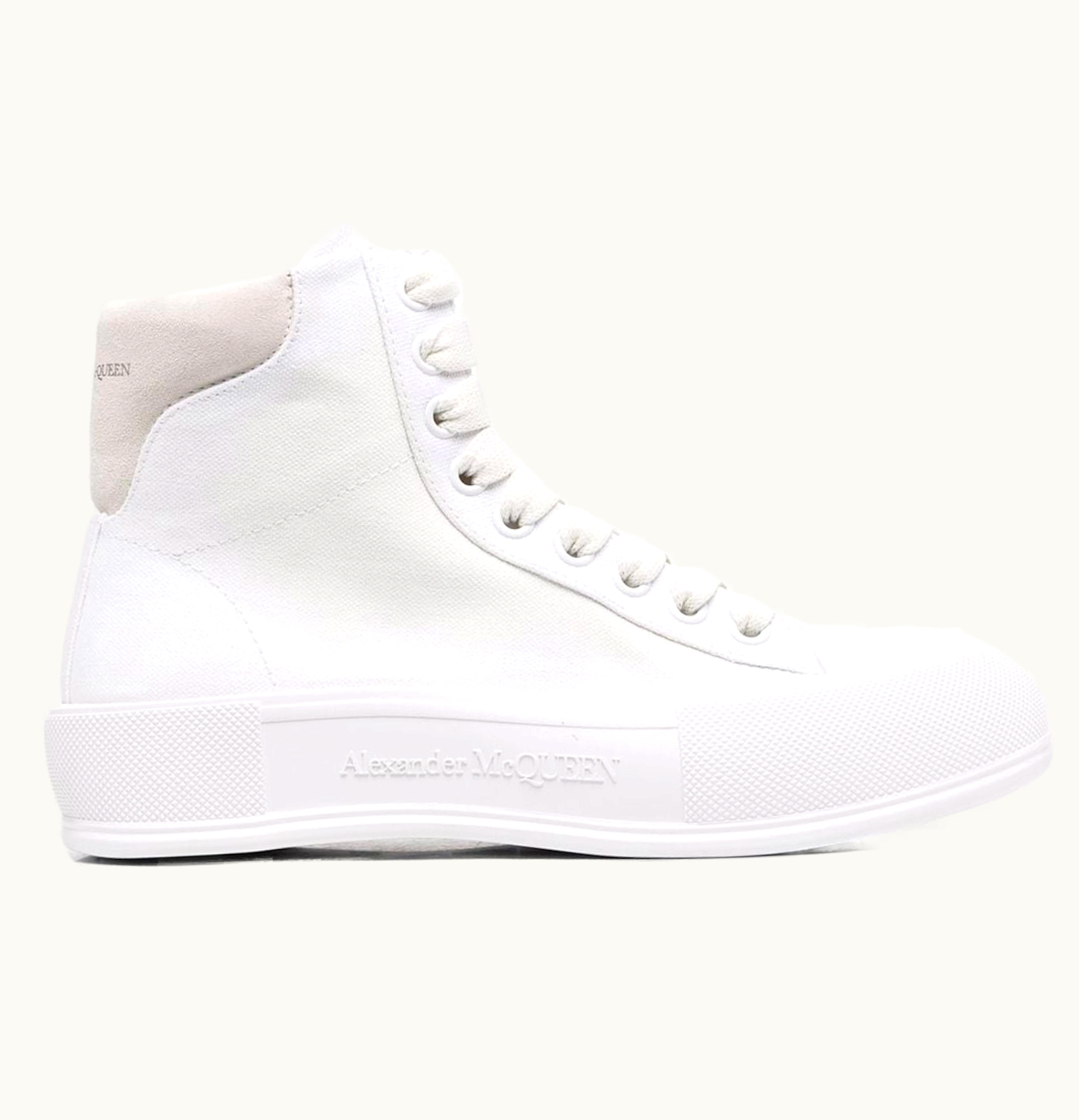 Alexander McQueen Deck Plimsoll High Top Sneaker Optical White Womens