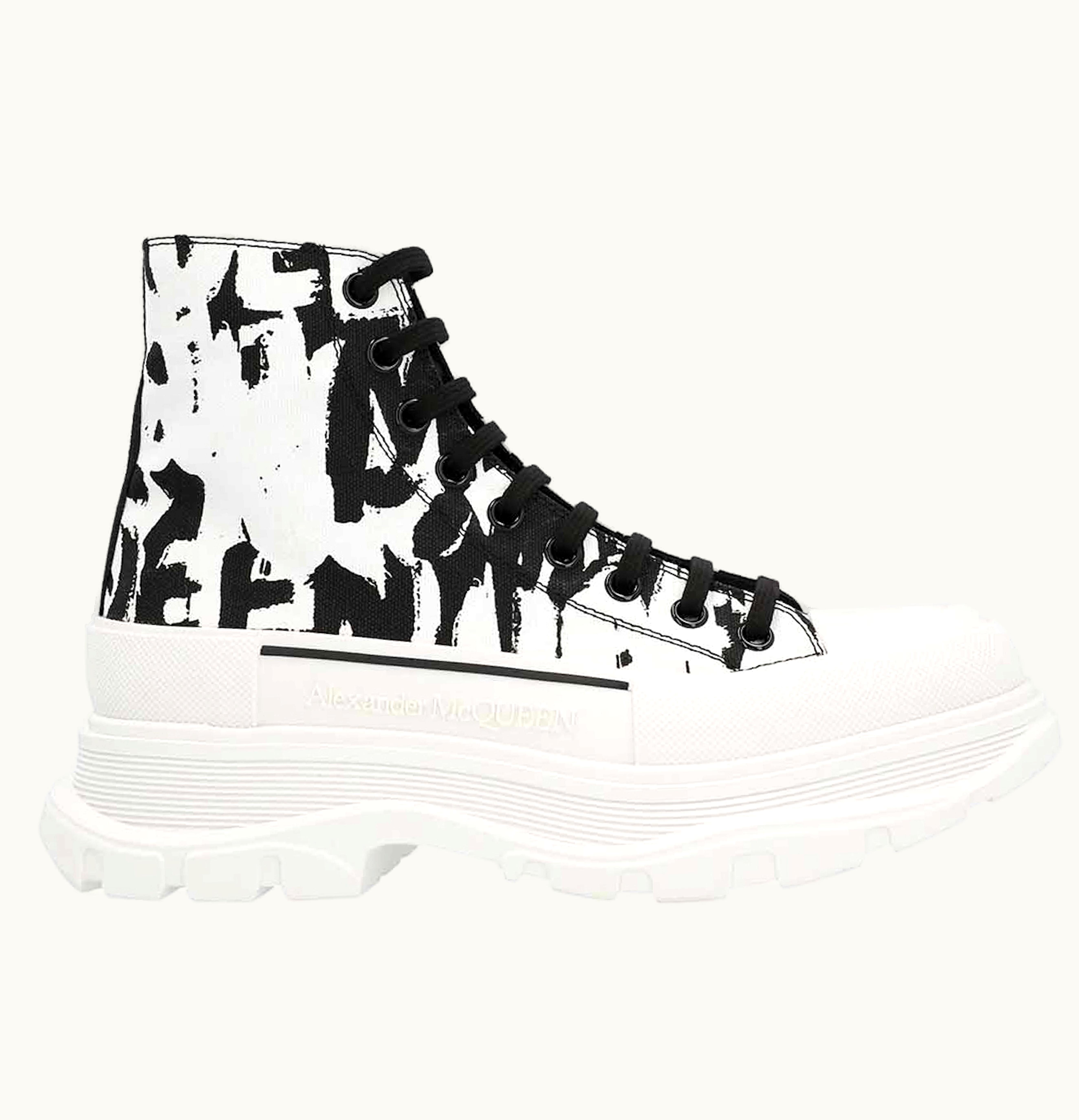 Alexander McQueen Graffiti Tread Slick Boot White Black