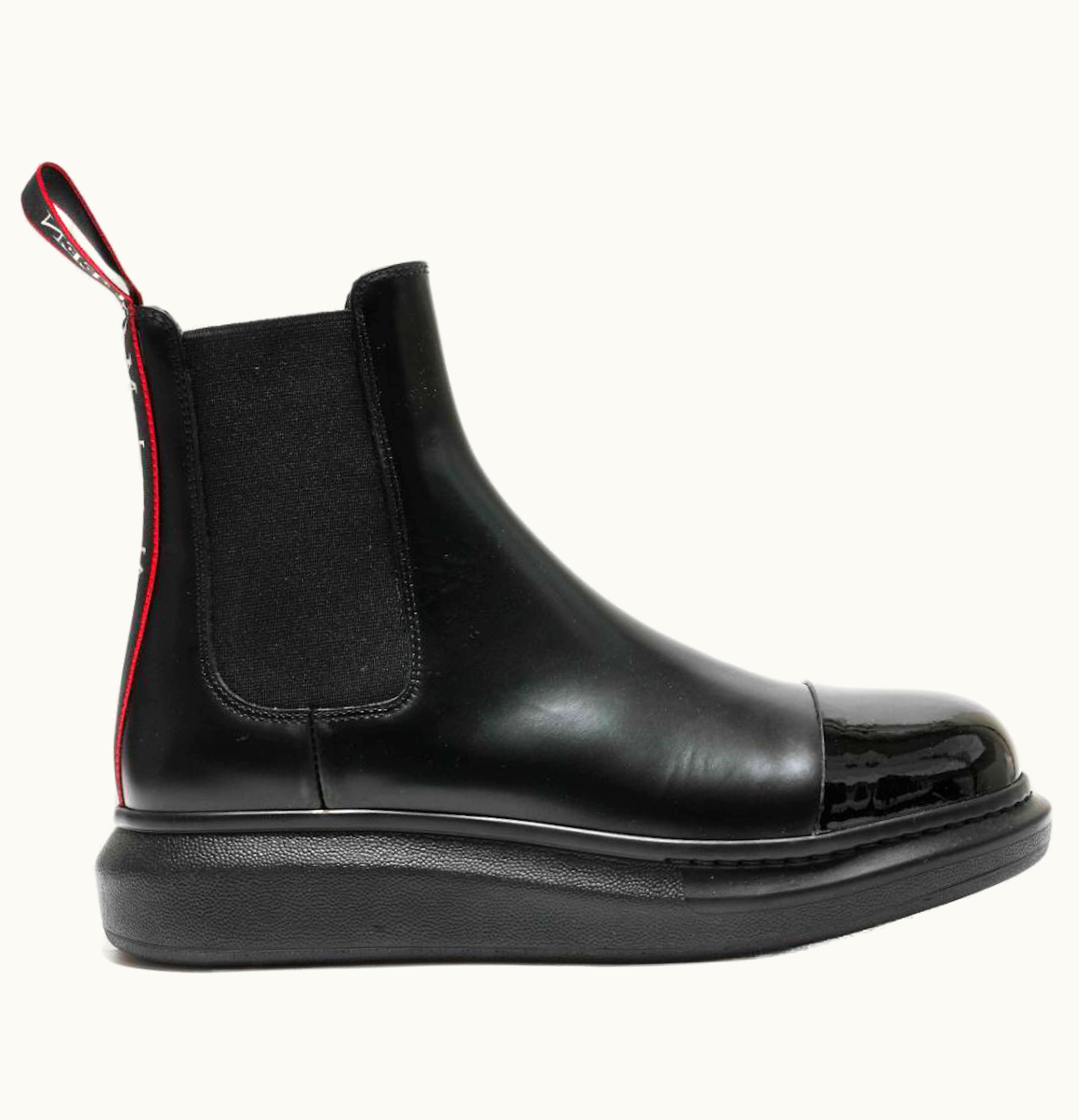 Alexander McQueen Hybrid Chelsea Boot Black Red Detail
