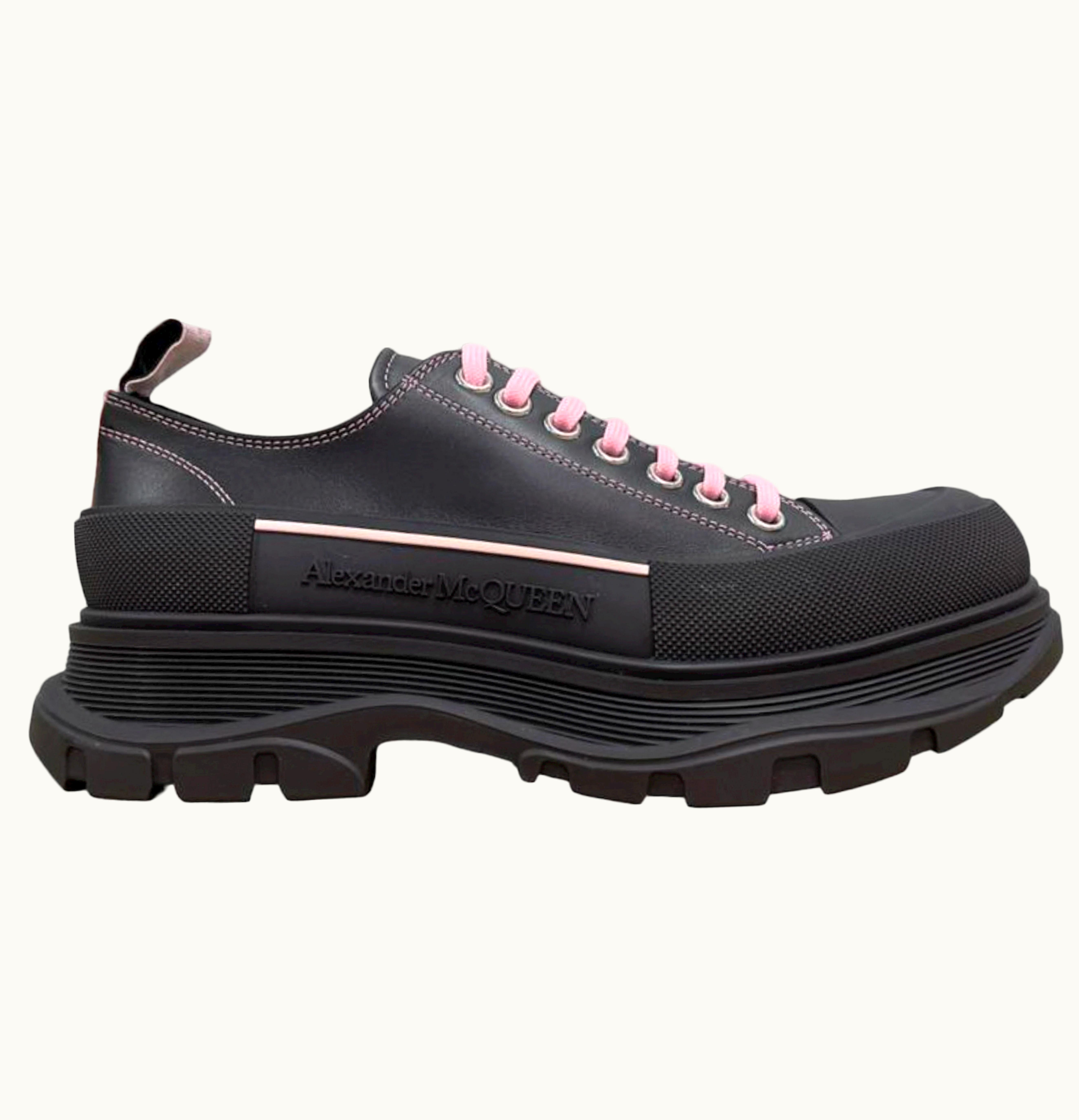 Alexander McQueen Tread Slick Low Lace Up Black Pink
