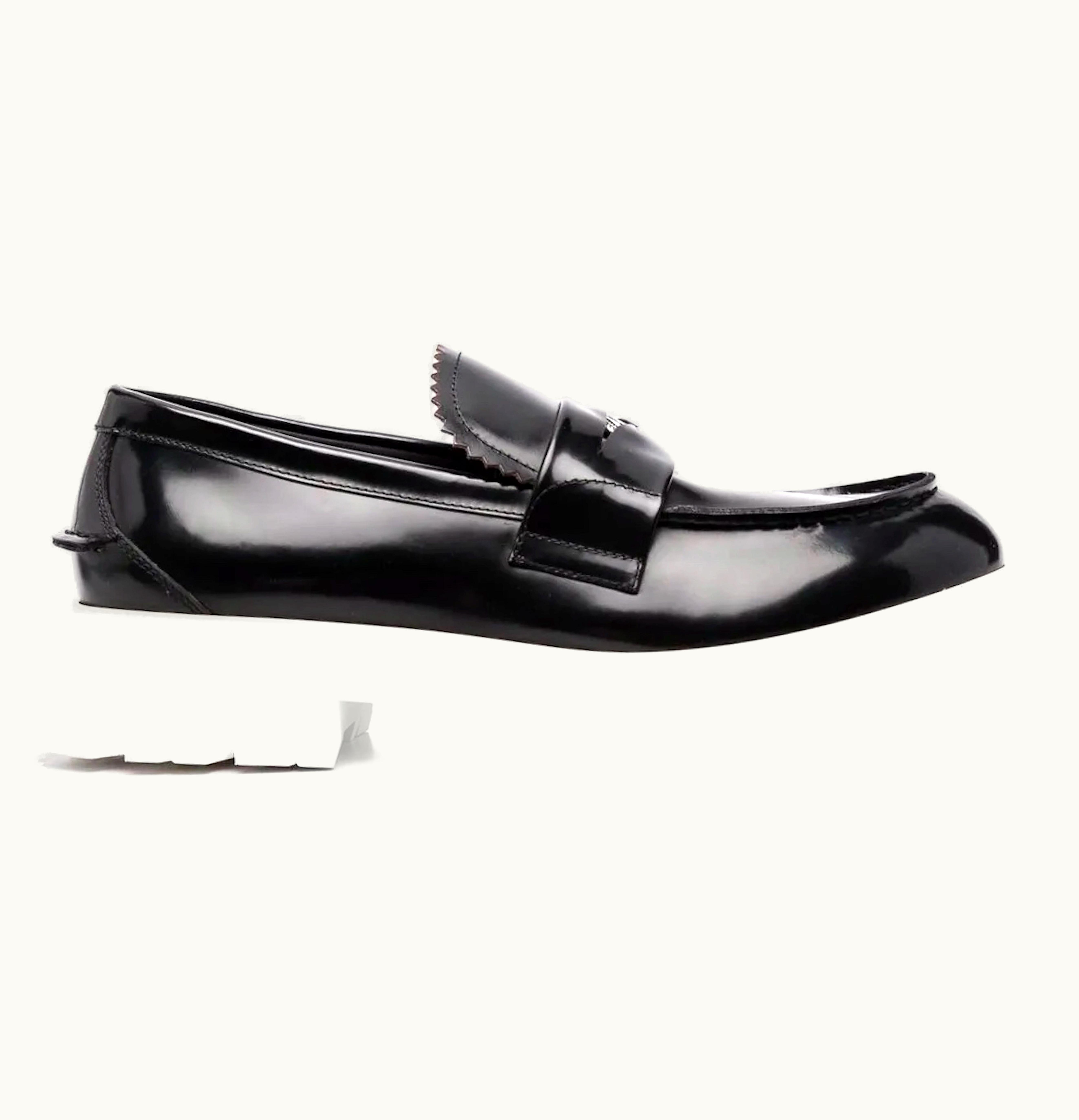 Alexander McQueen Contrast Sole Leather Penny Loafers Black White