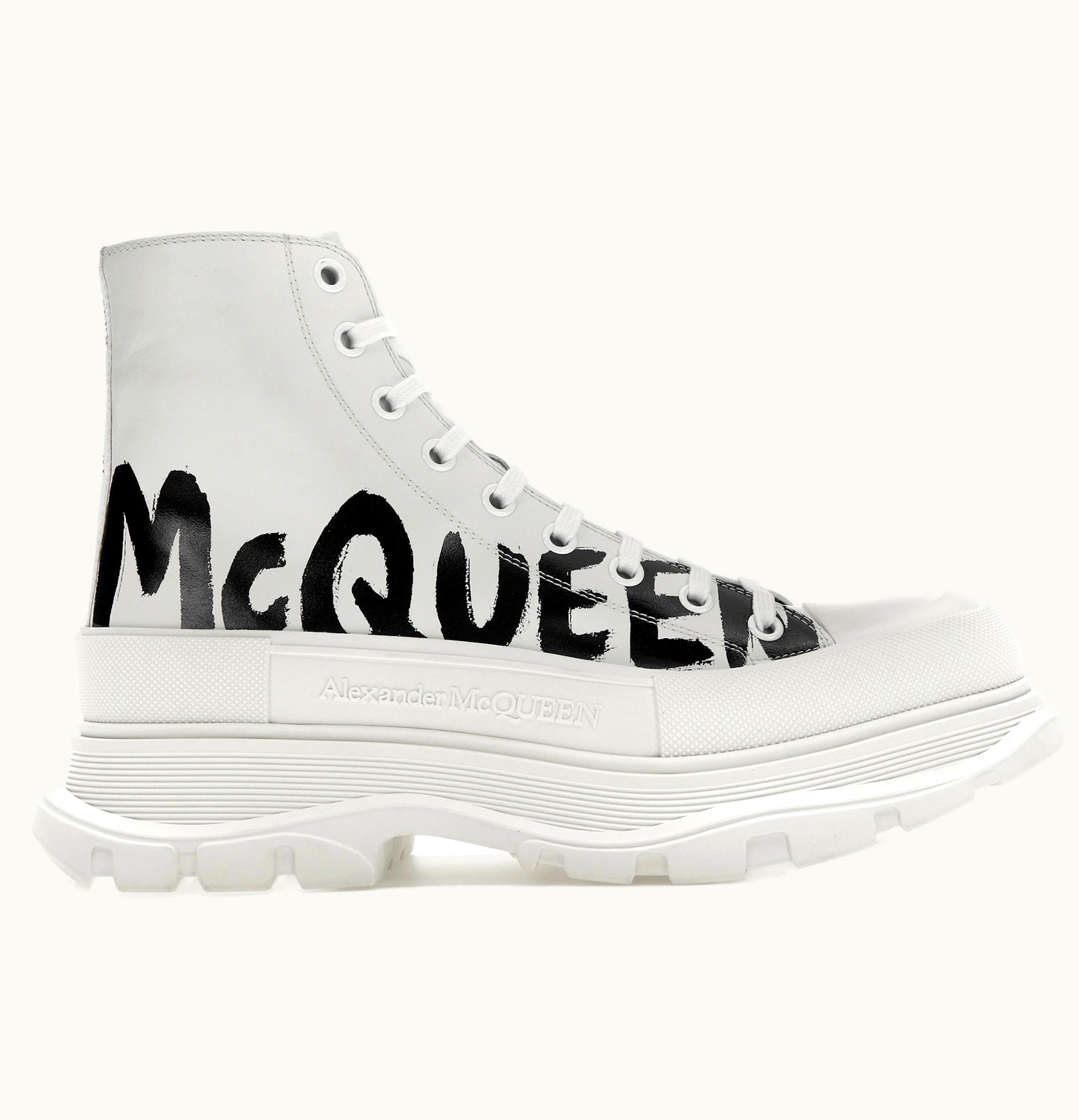 Alexander McQueen Tread Slick Boot Graffiti Optic White