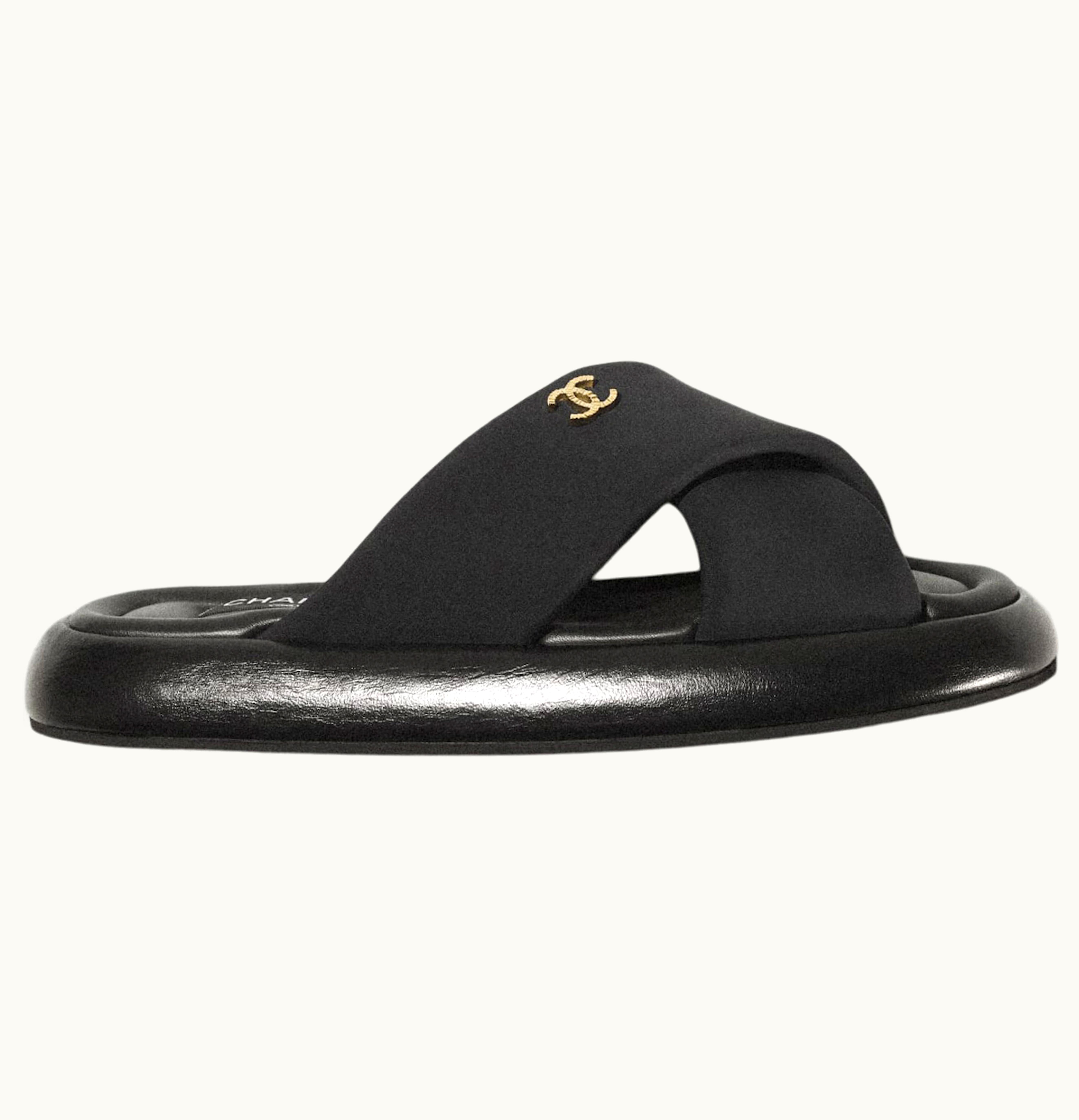 Chanel Puffy Sandal Black Fabric
