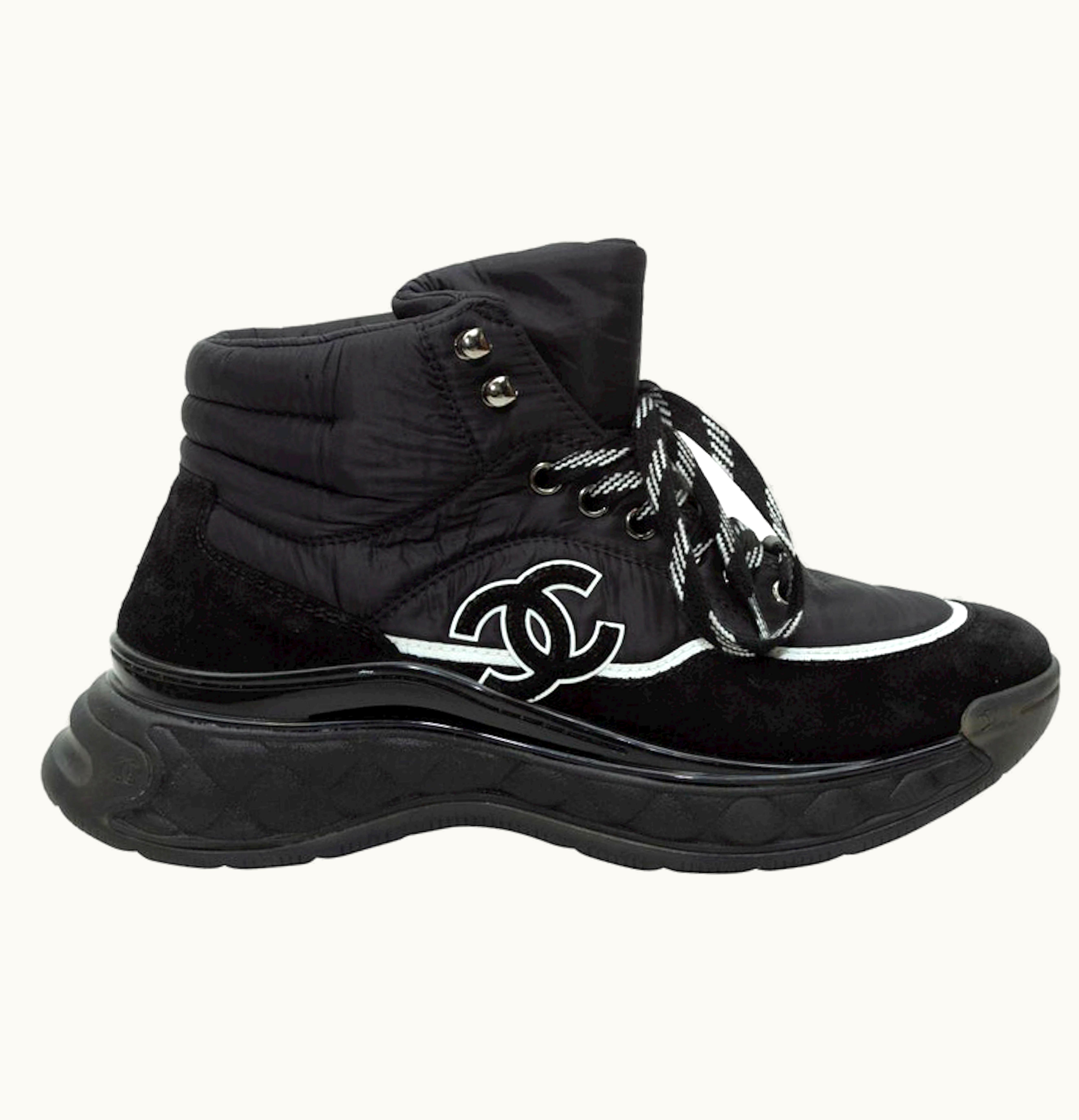 Chanel CC Logo High Top Trainer Black