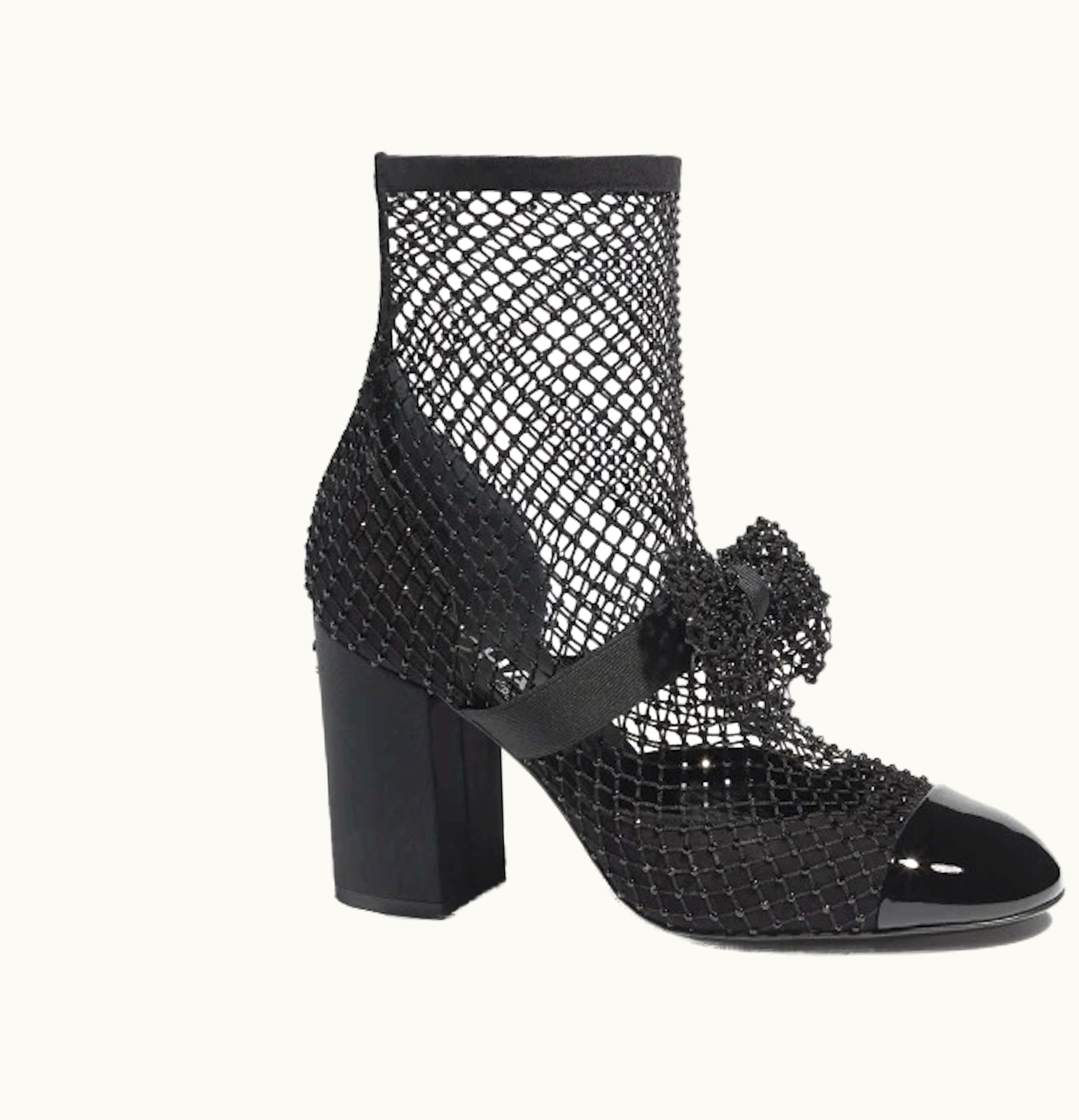 Chanel Resille 90mm Mary Janes Black Patent Calfskin