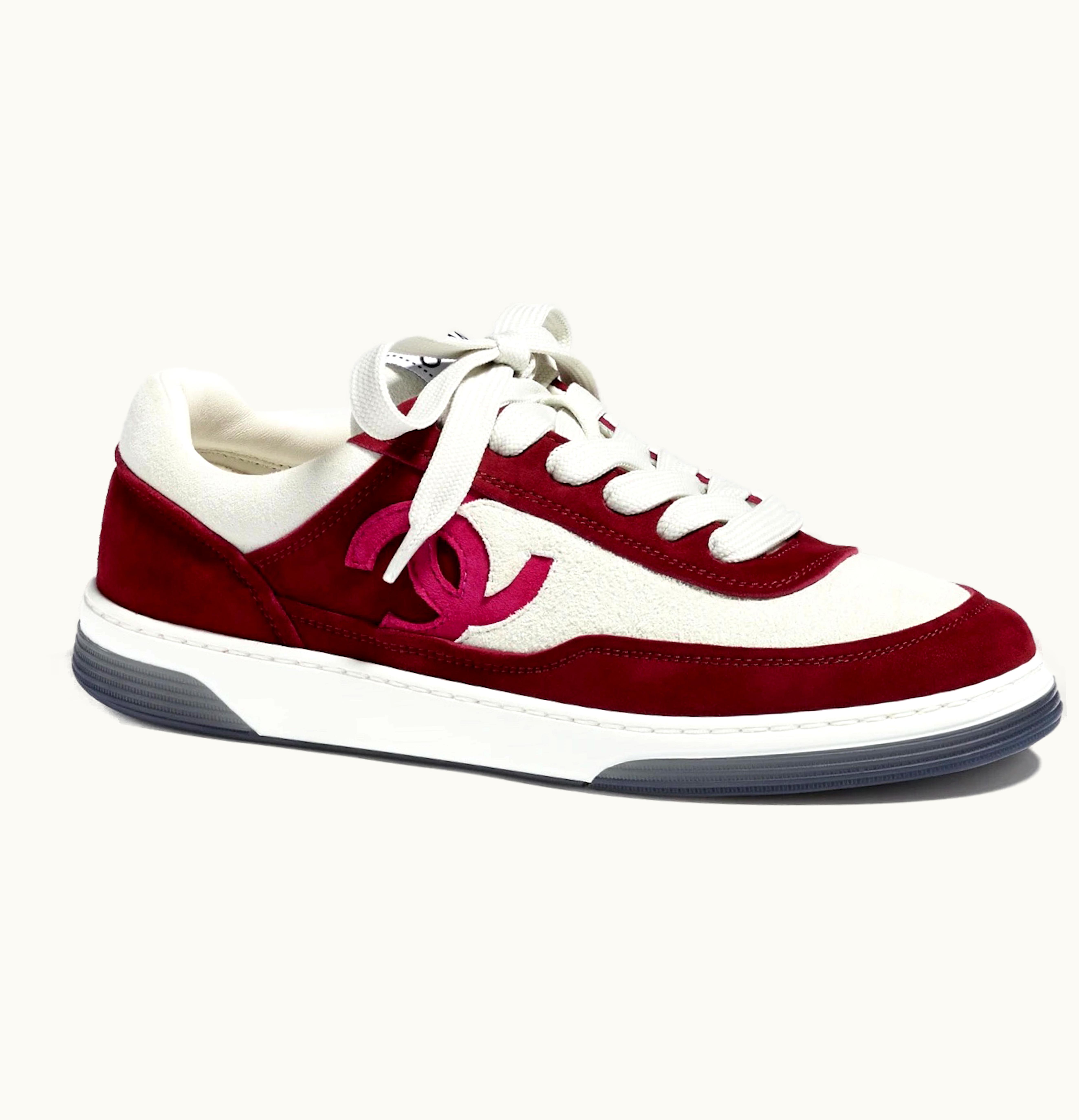 Chanel CC Trainers Burgundy Suede Kidskin