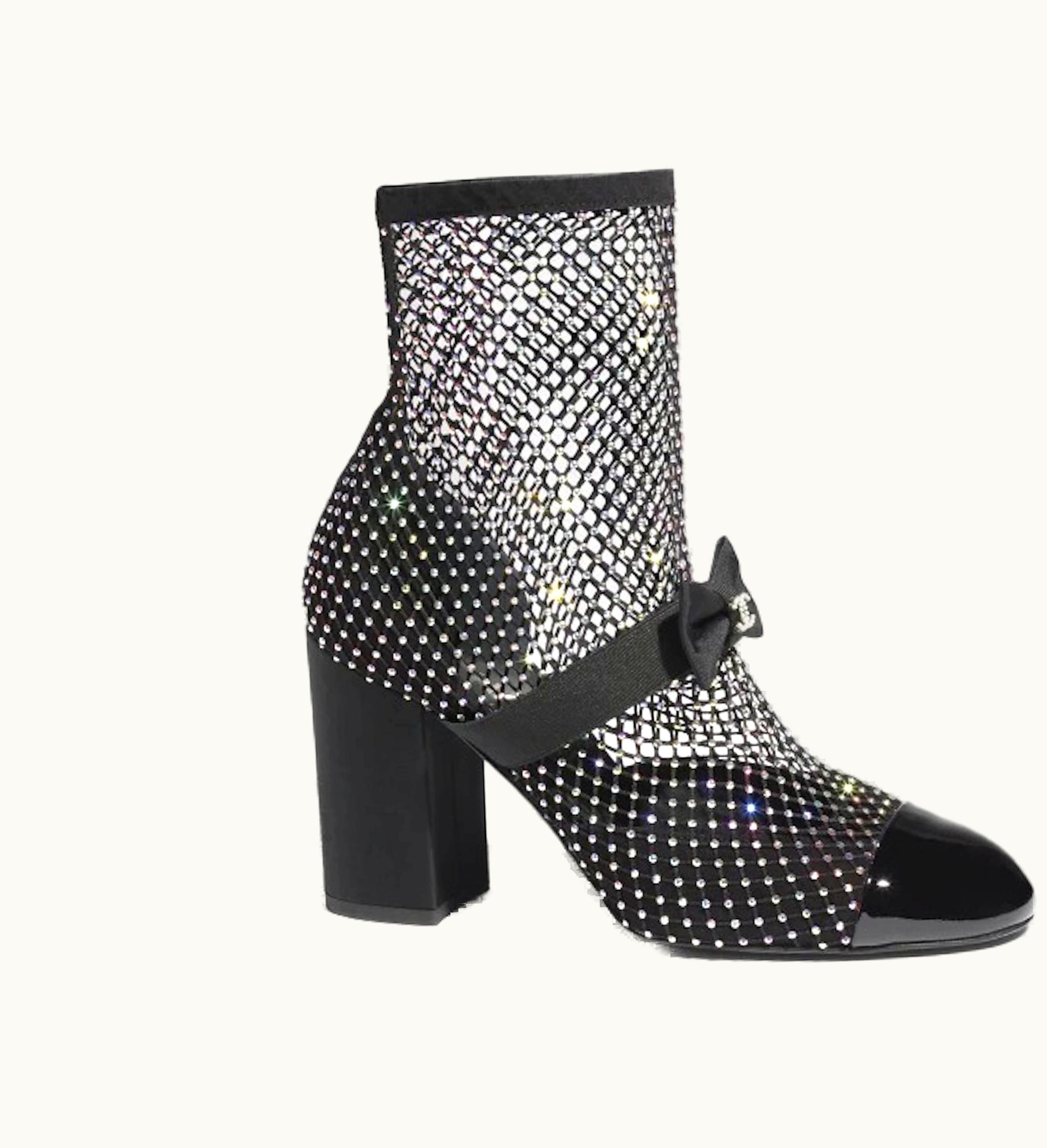 Chanel Resille 90mm Mary Janes Black Crystal Patent Calfskin