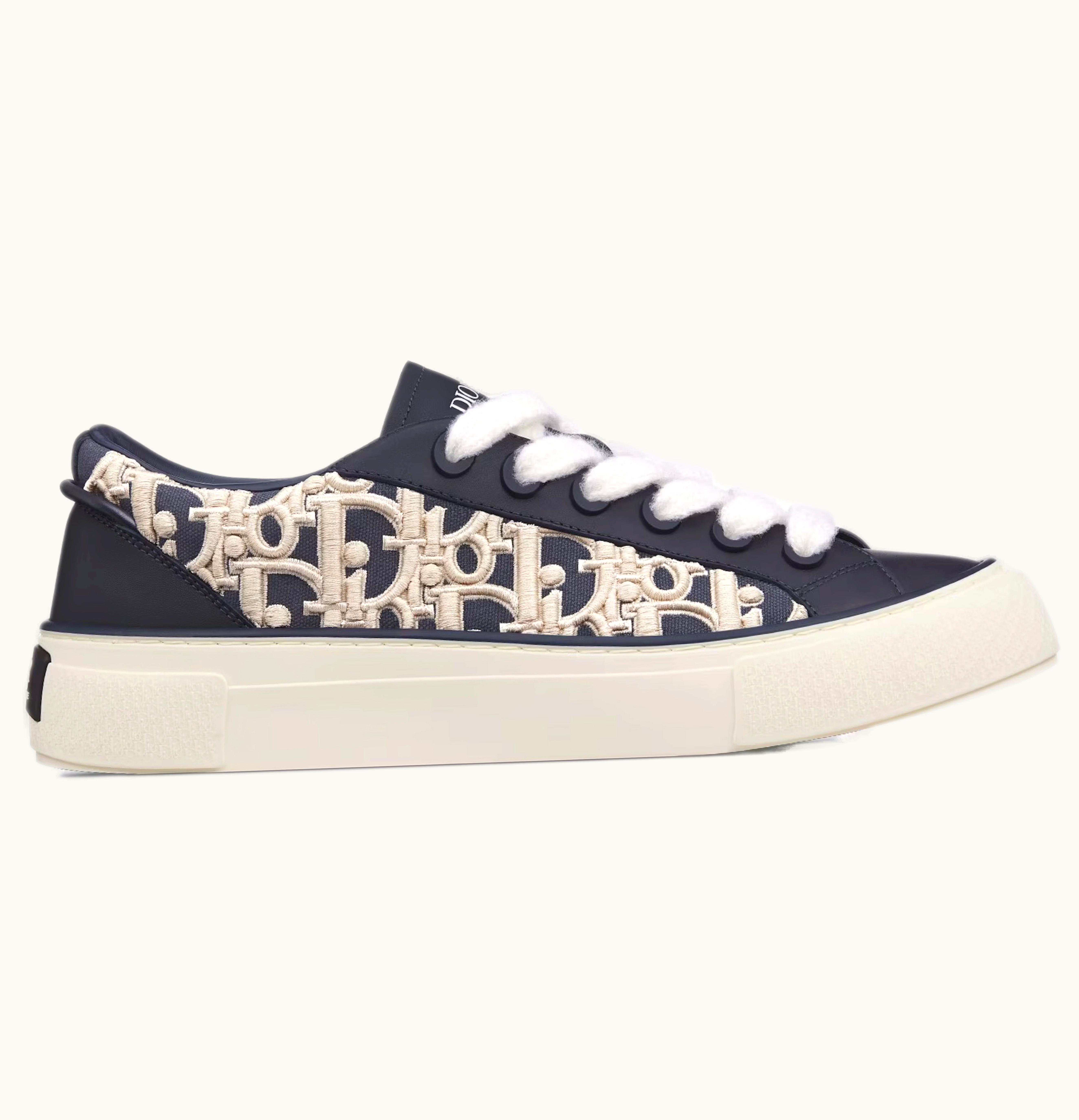 Dior B33 Sneaker Navy Blue Smooth Calfskin Oblique Raised Embroidery Numbered