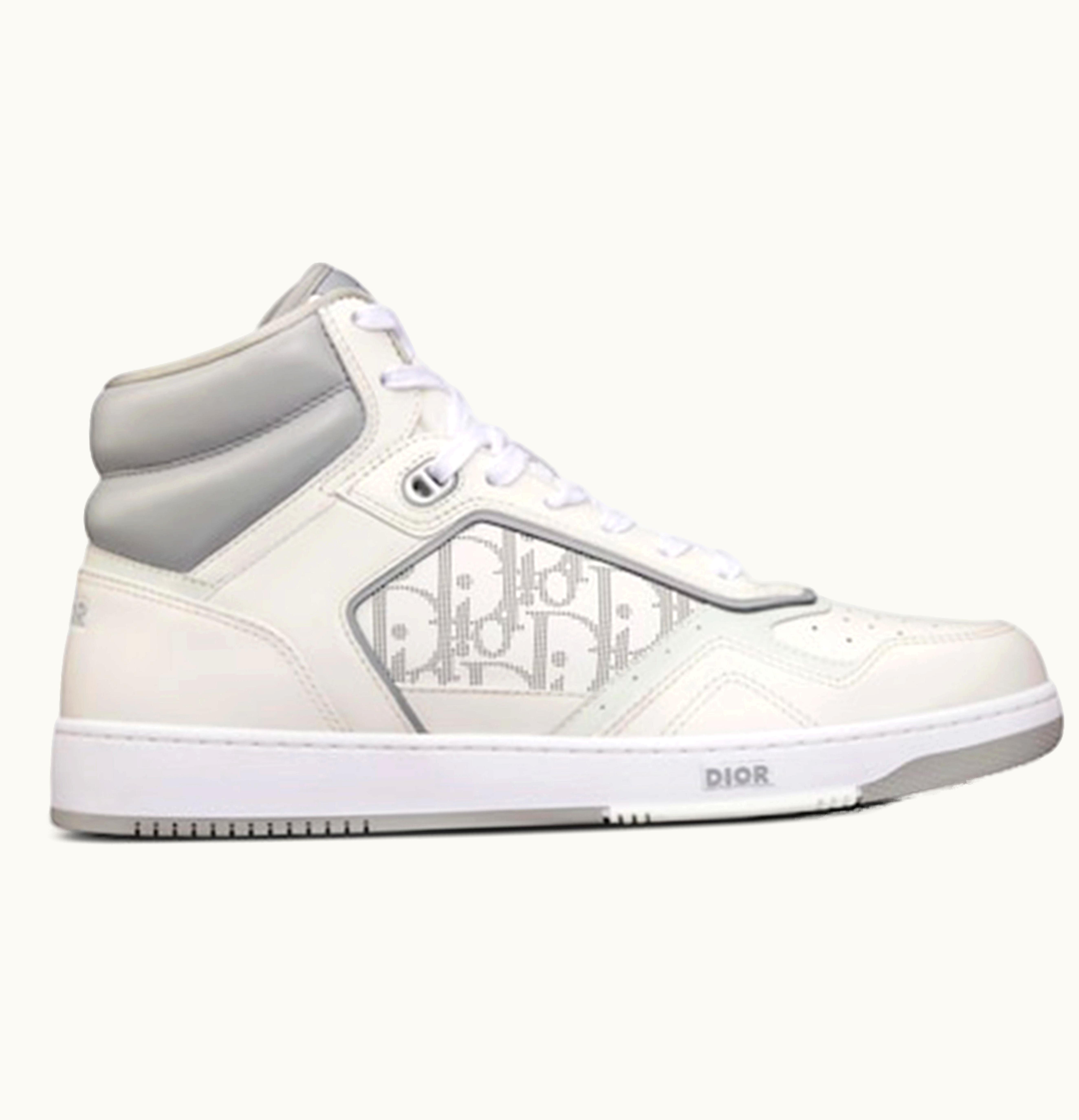 Dior B27 High White And Gray Smooth Calfskin With White Dior Oblique Galaxy Leather