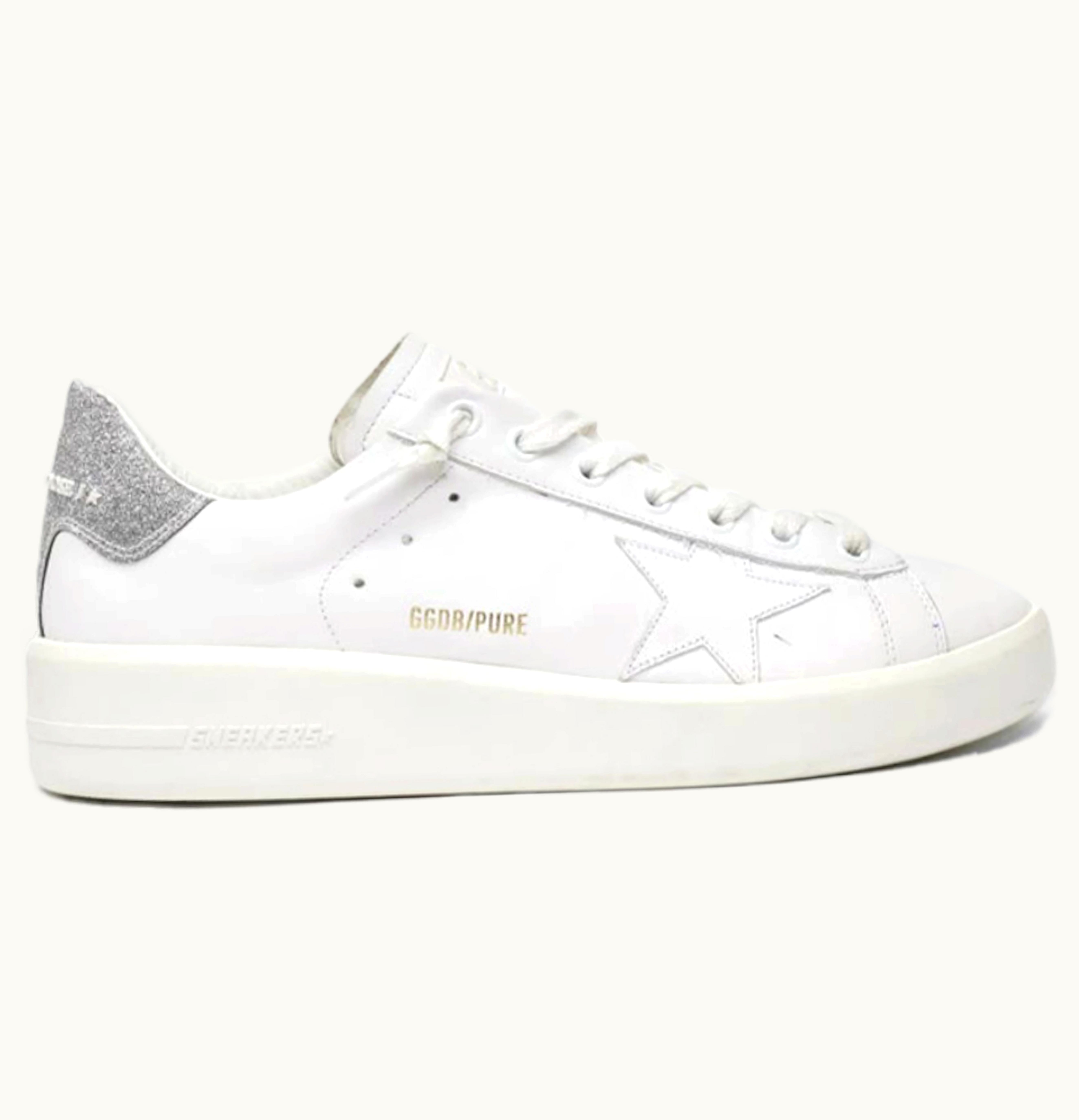 Golden Goose Pure Star Glitter White Silver Womens