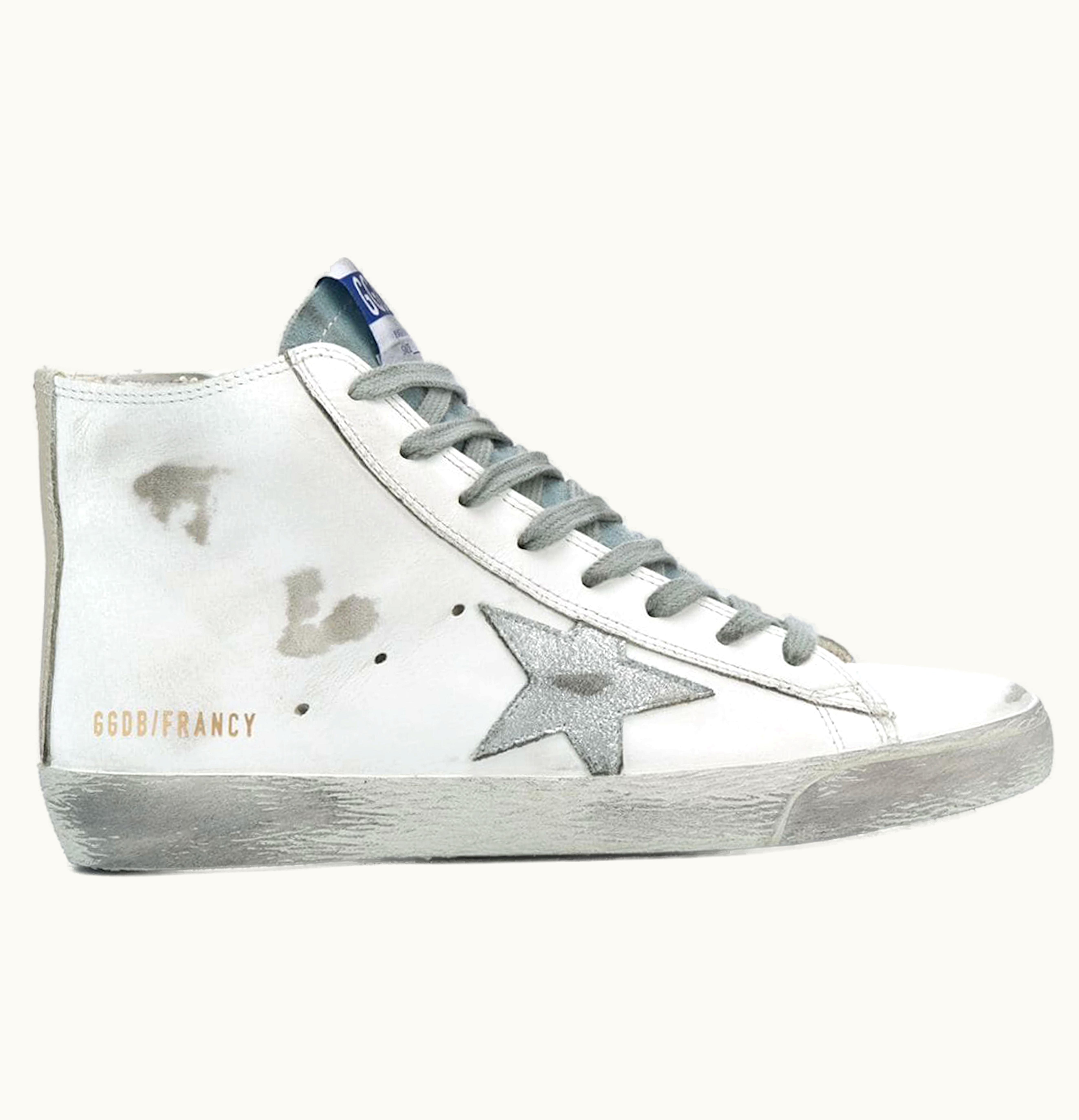 Golden Goose Francy Silver Star White Silver Womens