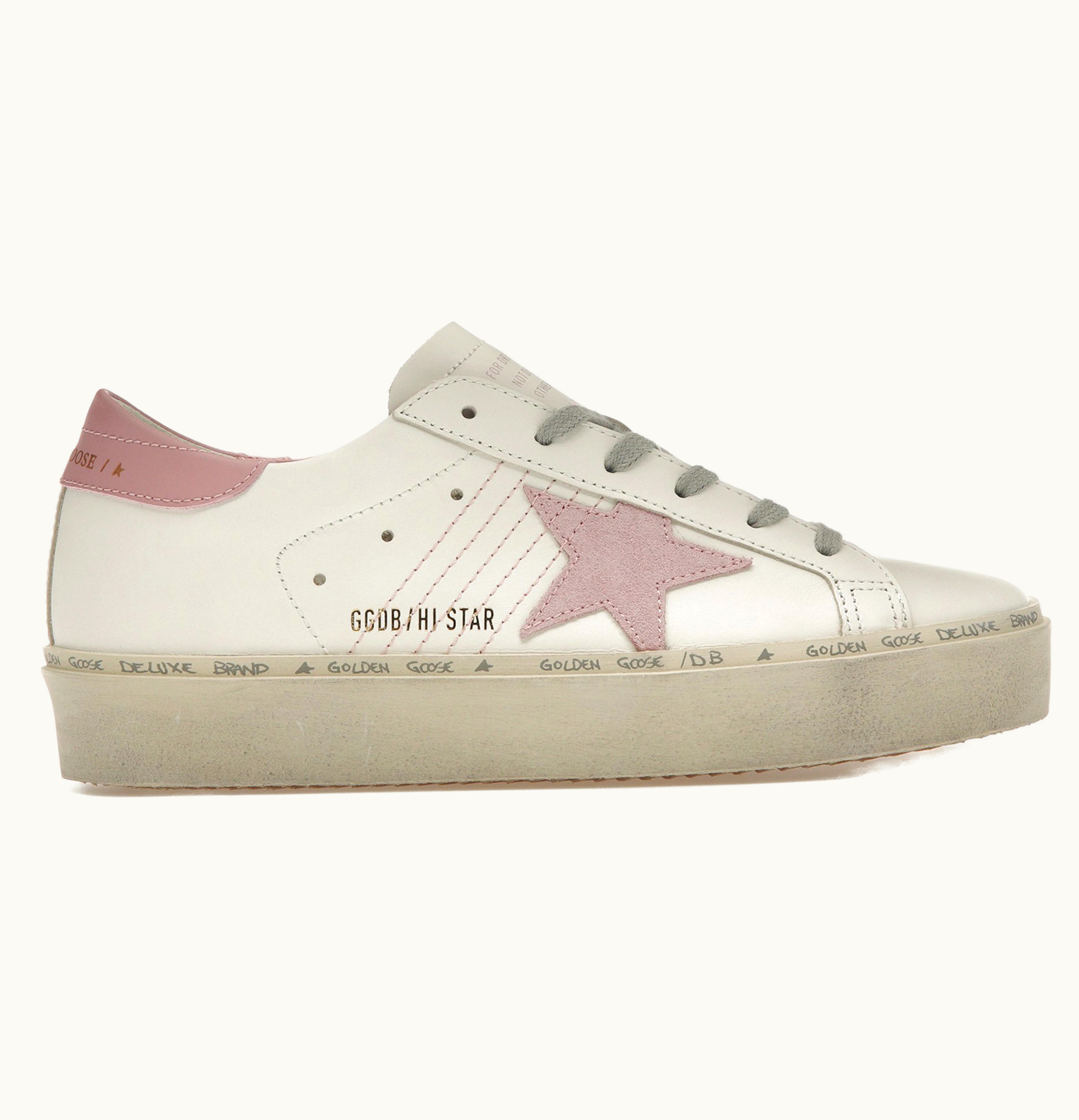 Golden Goose Hi Star White Pink Womens