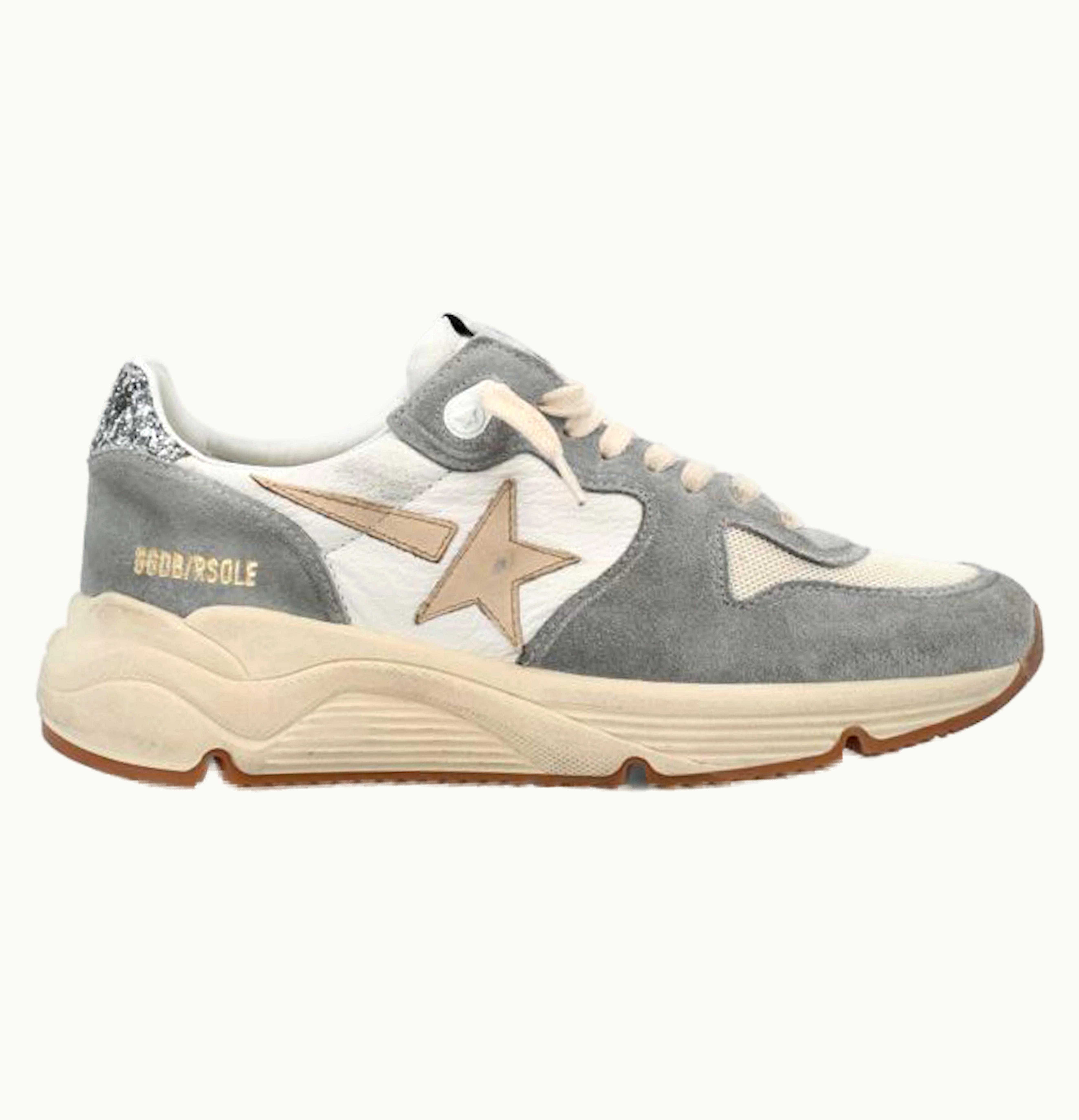 Golden Goose Running Sole Grey Cream Smoke Womens
