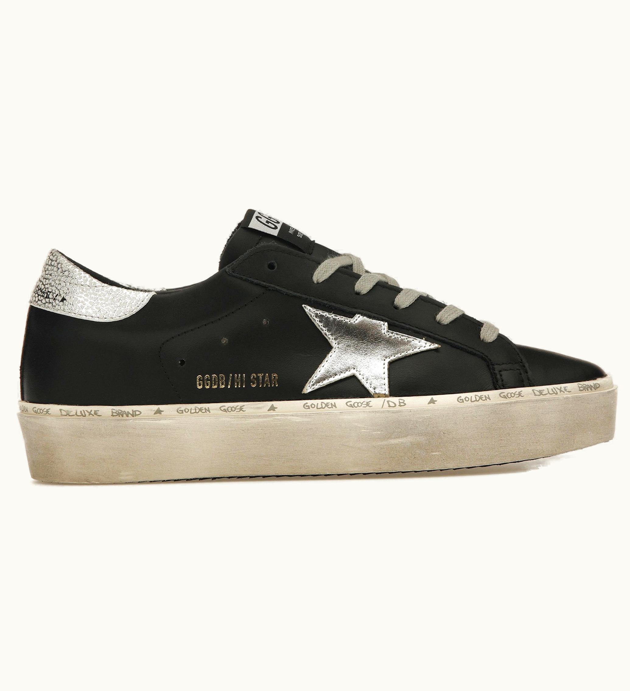 Golden Goose Hi Star Black Silver W