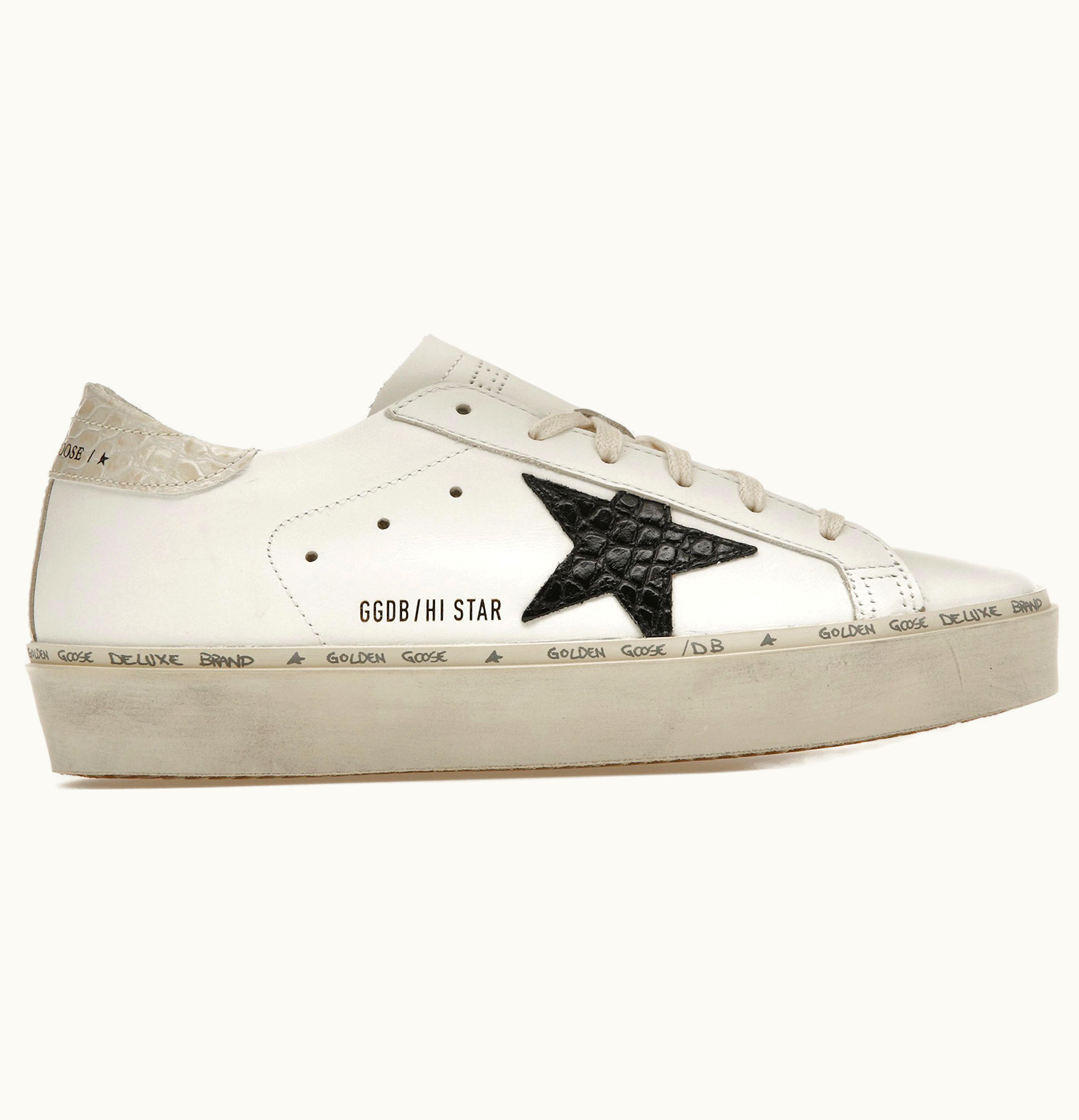 Golden Goose Hi Star White Black Star W