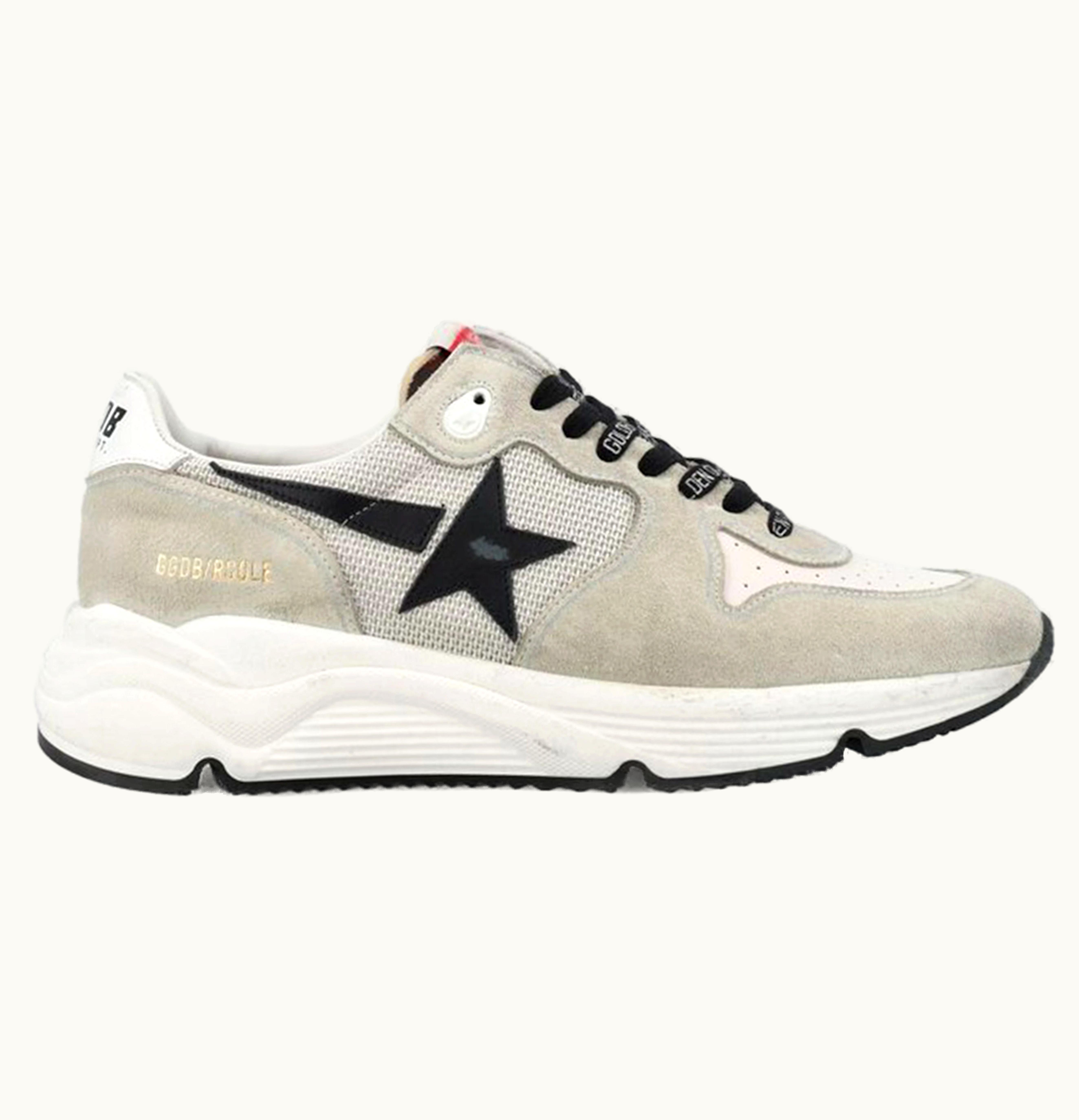 Golden Goose Running Sole Silver Ice Cream Black