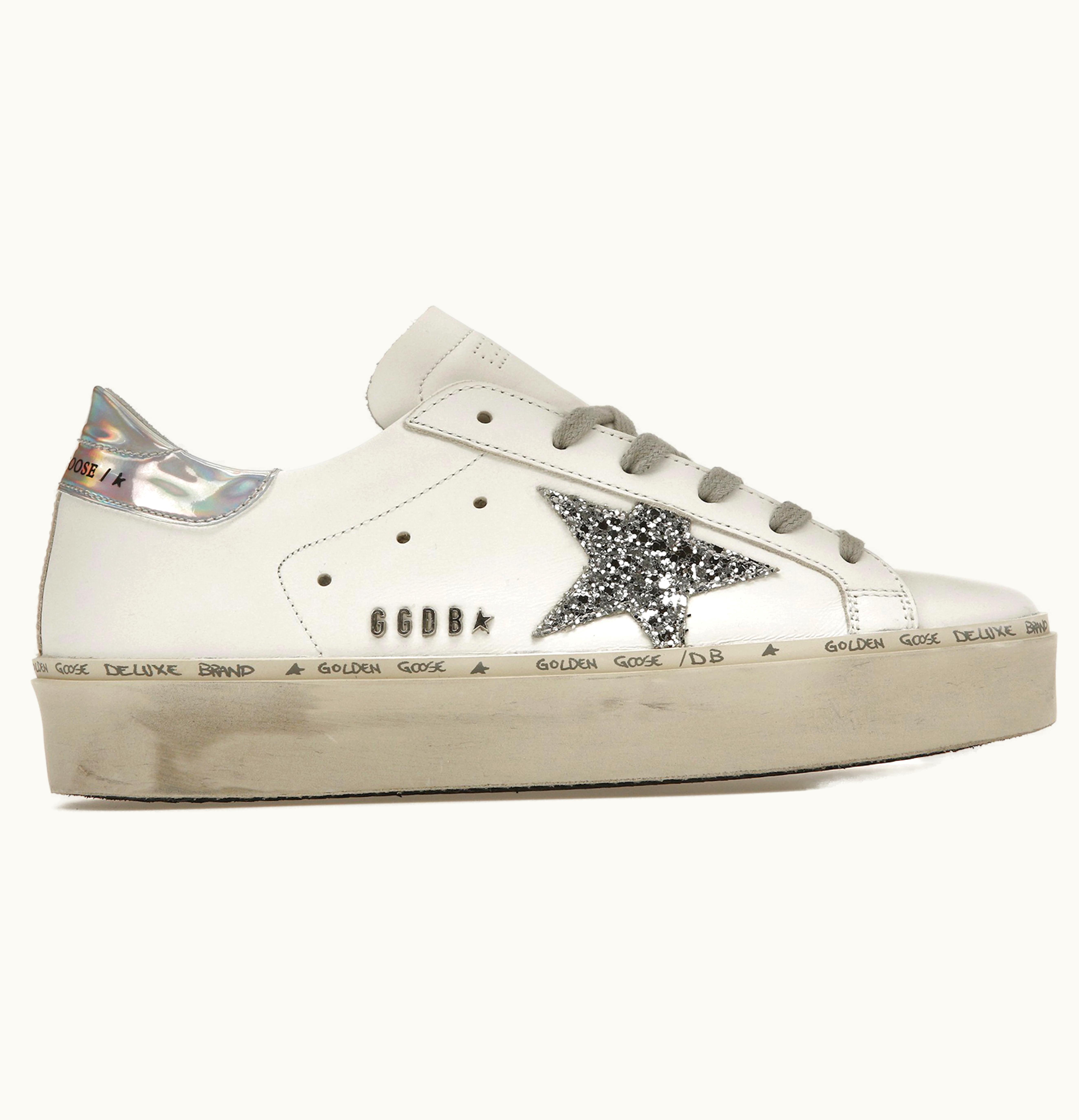 Golden Goose Golden Goose Hi Star White Glitter Star Mirror Heel W