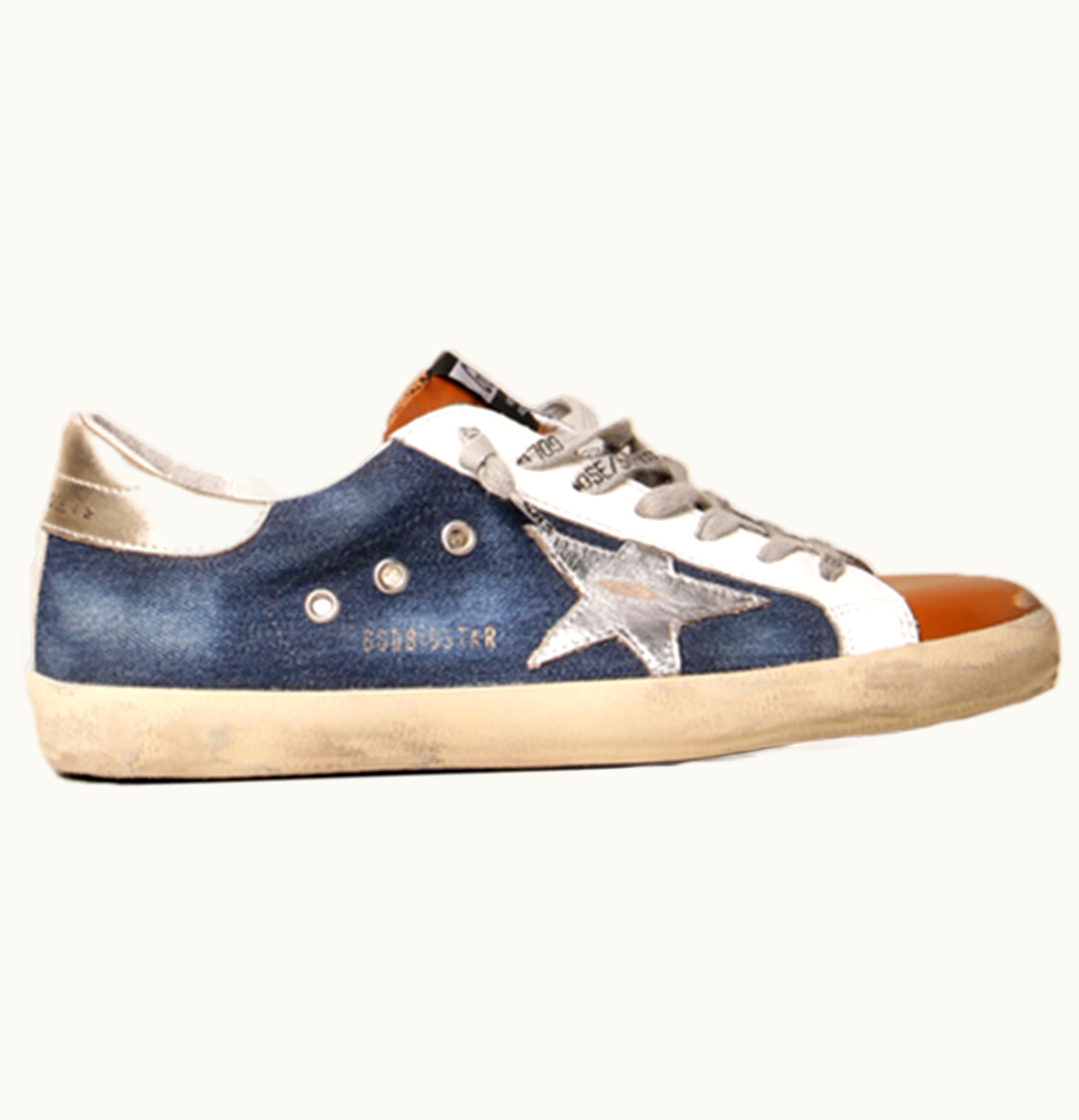 Golden Goose Golden Goose Super Star Blue Denim Silver Tan