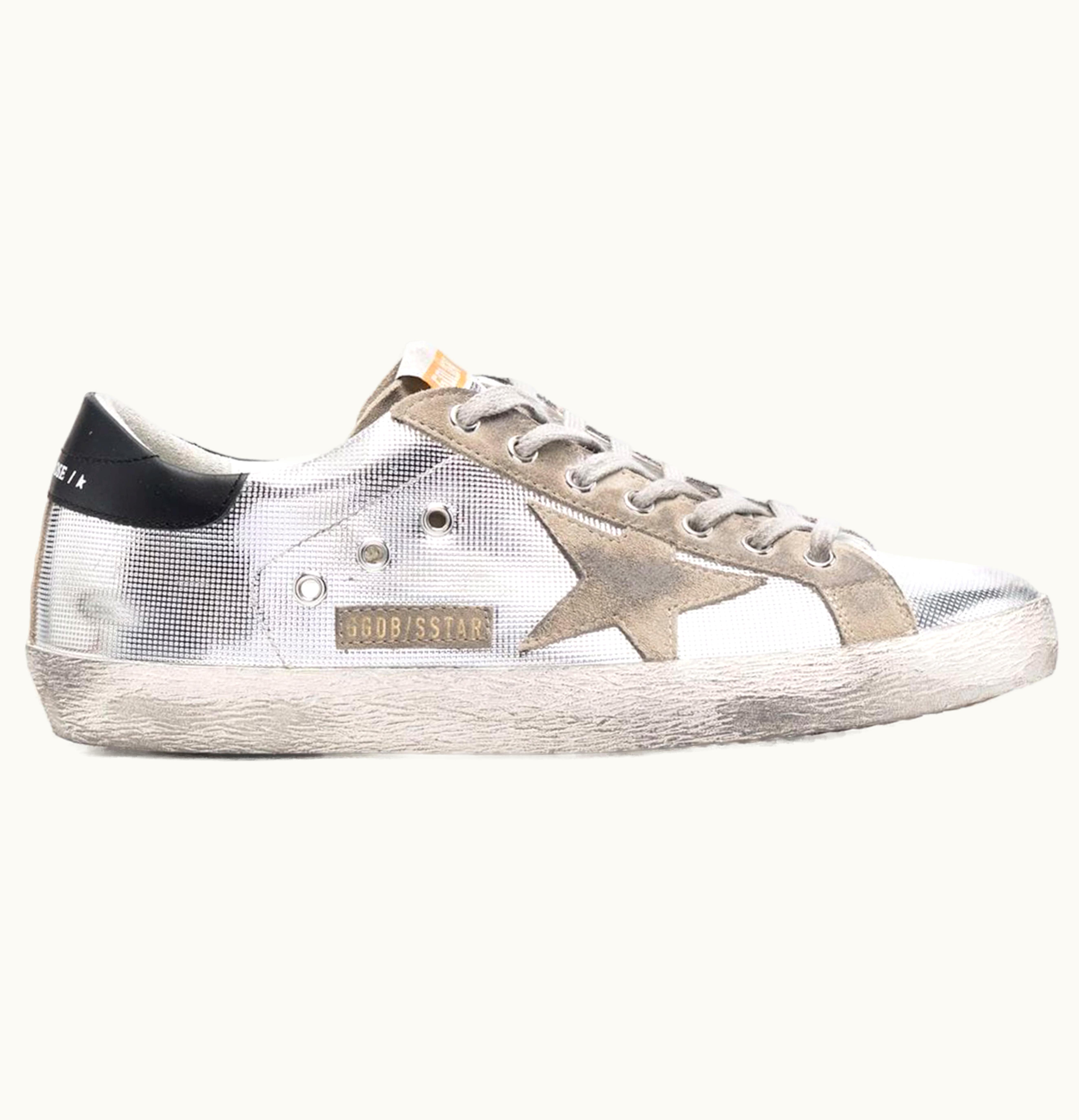 Golden Goose Golden Goose Super Star Metallic Silver Taupe Black