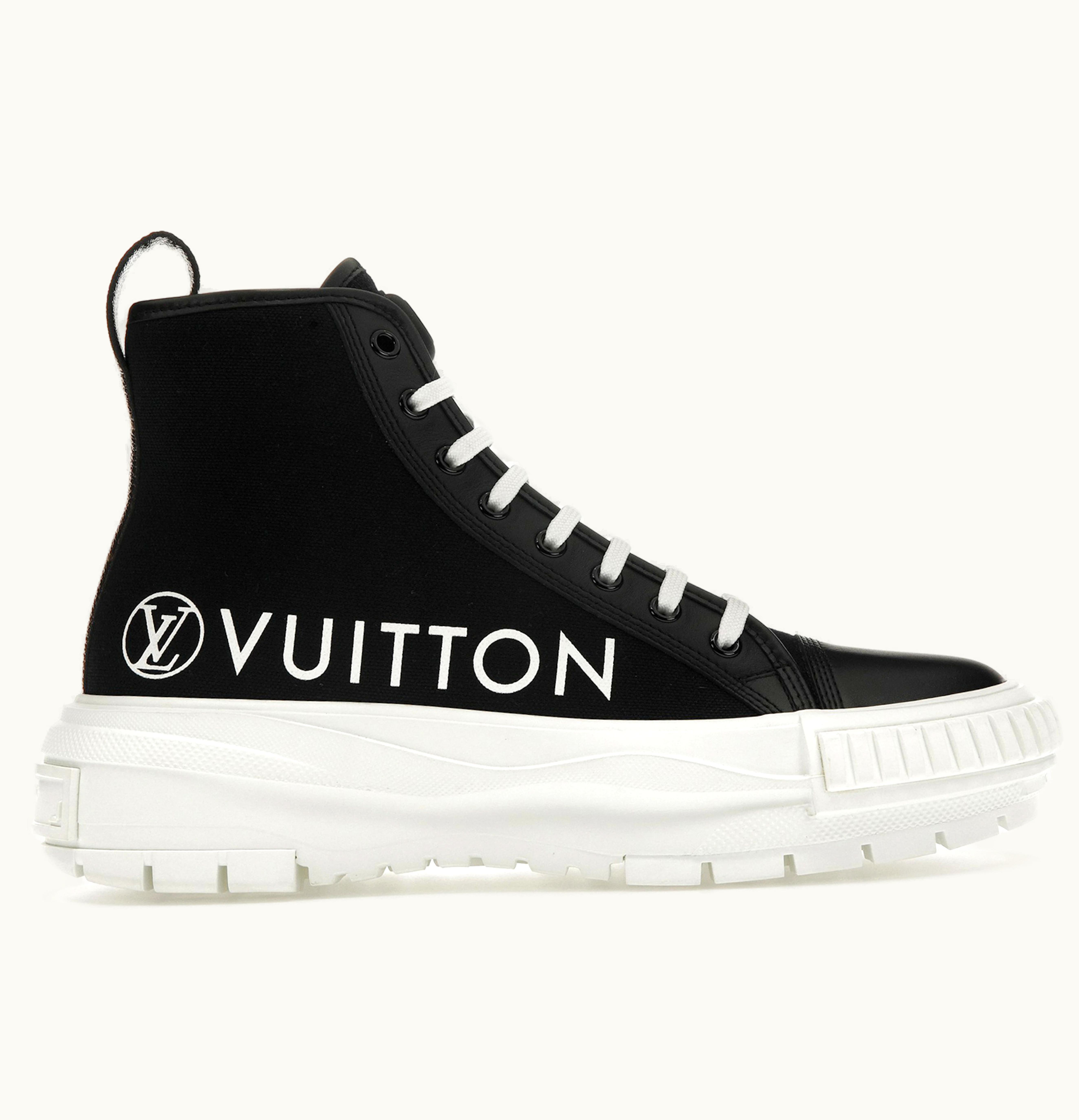 Louis Vuitton Squad Boot Vuitton Logo Canvas Black White W
