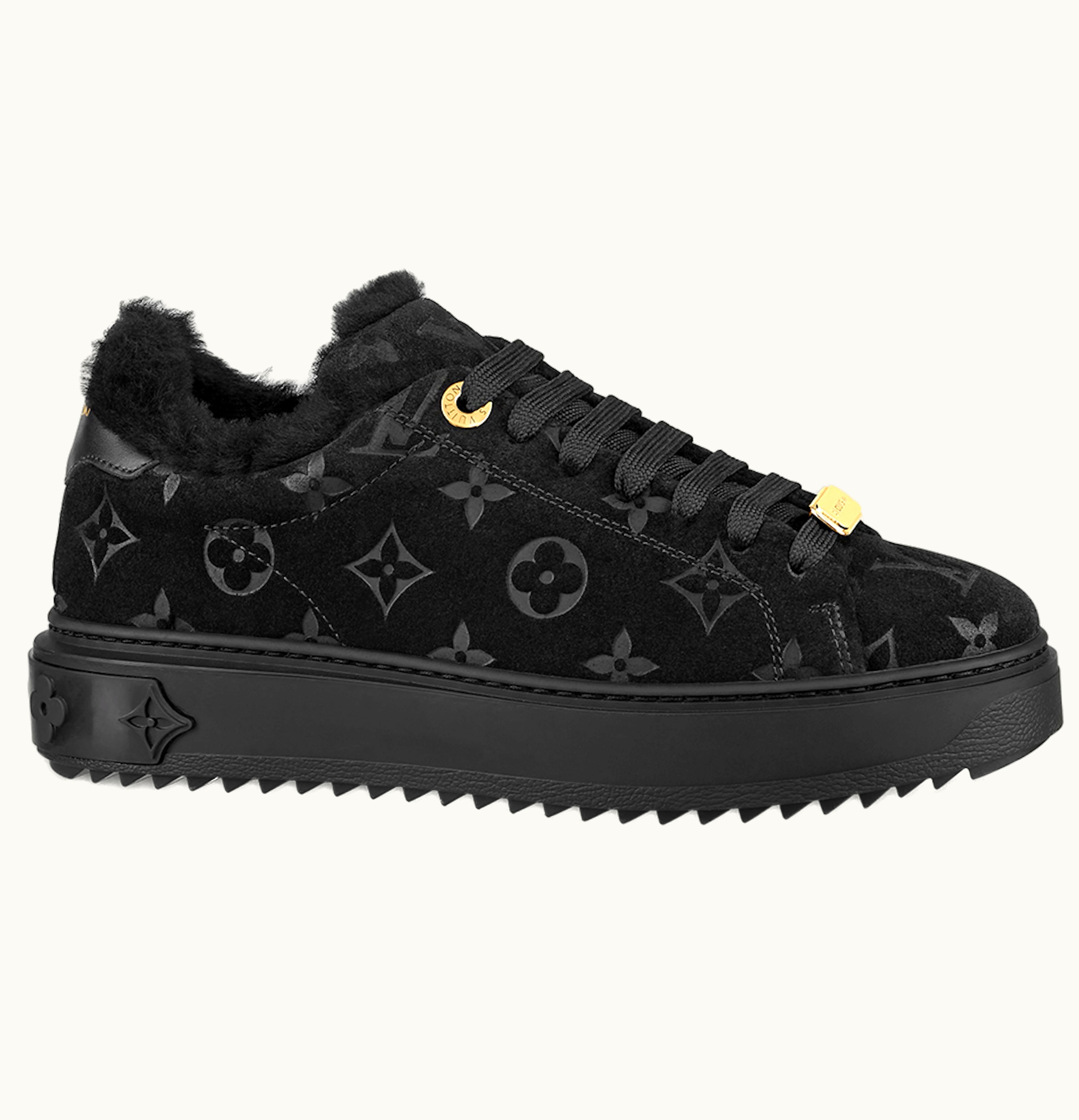 Louis Vuitton Louis Vuitton Time Out Monogram Embossed Leather Shearling Lining Black Black W