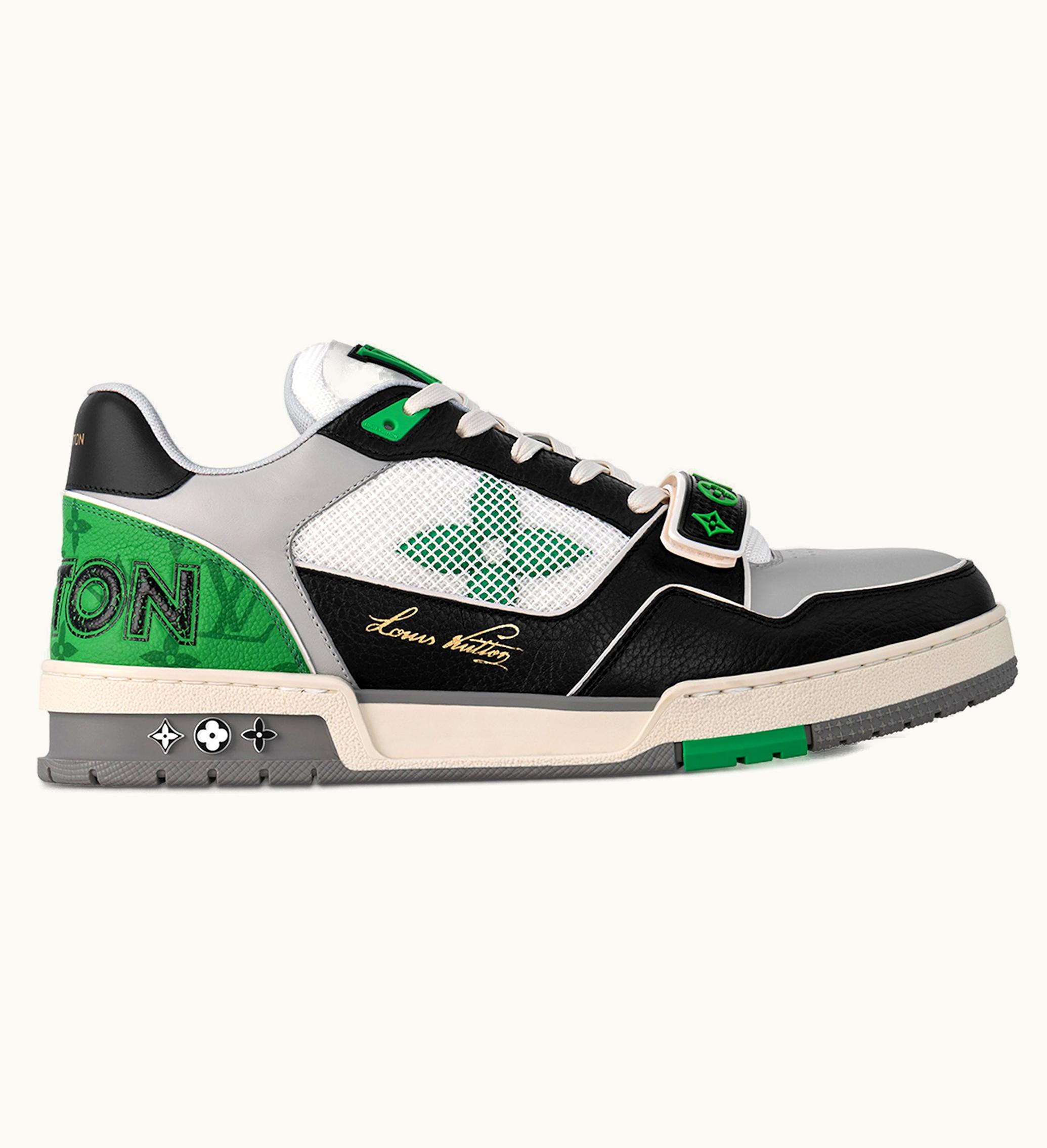Louis Vuitton LV Trainer Monogram Strap Black White Green
