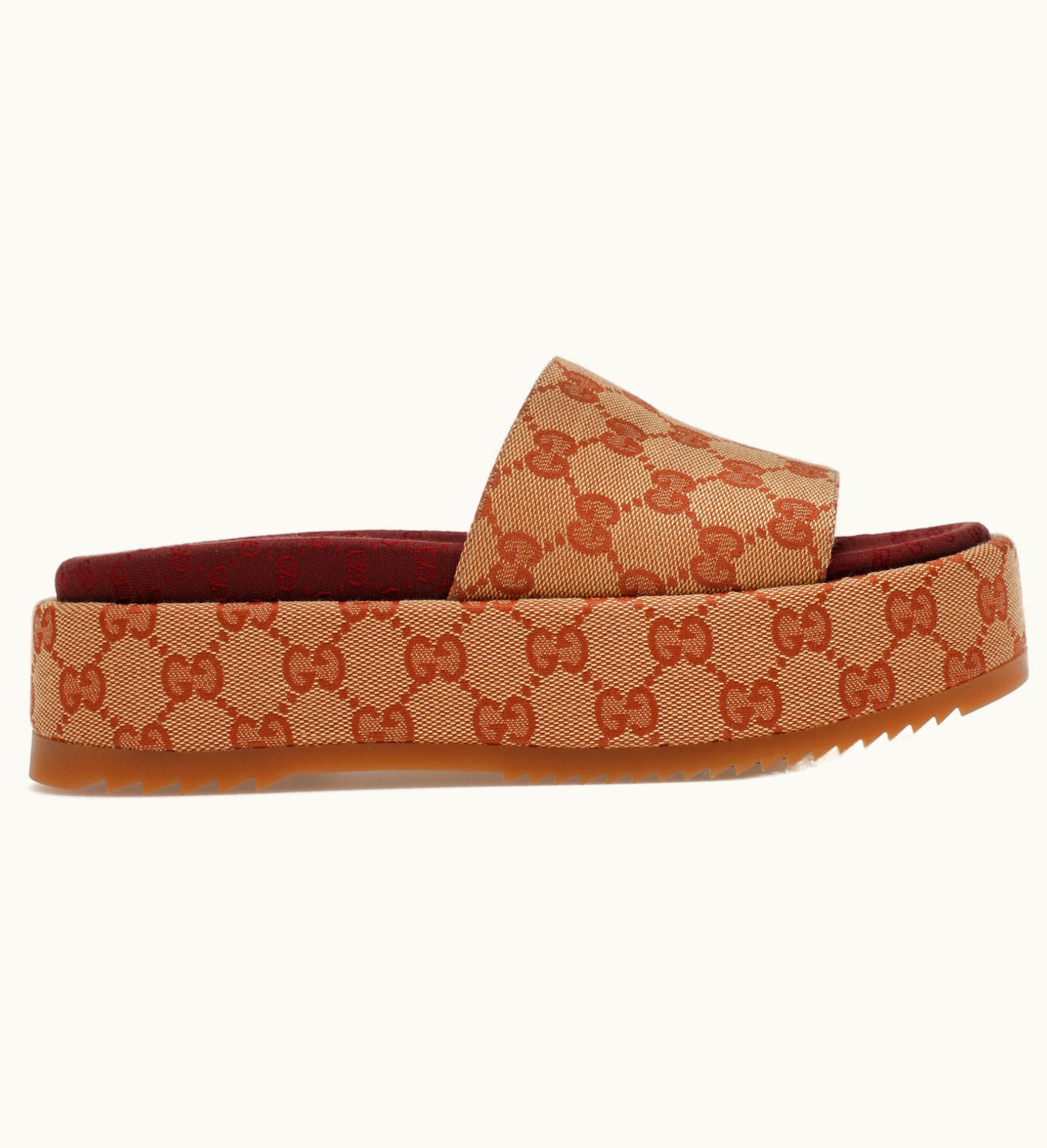 Gucci Gucci GG Supreme Platform Sandal Dark Red Womens