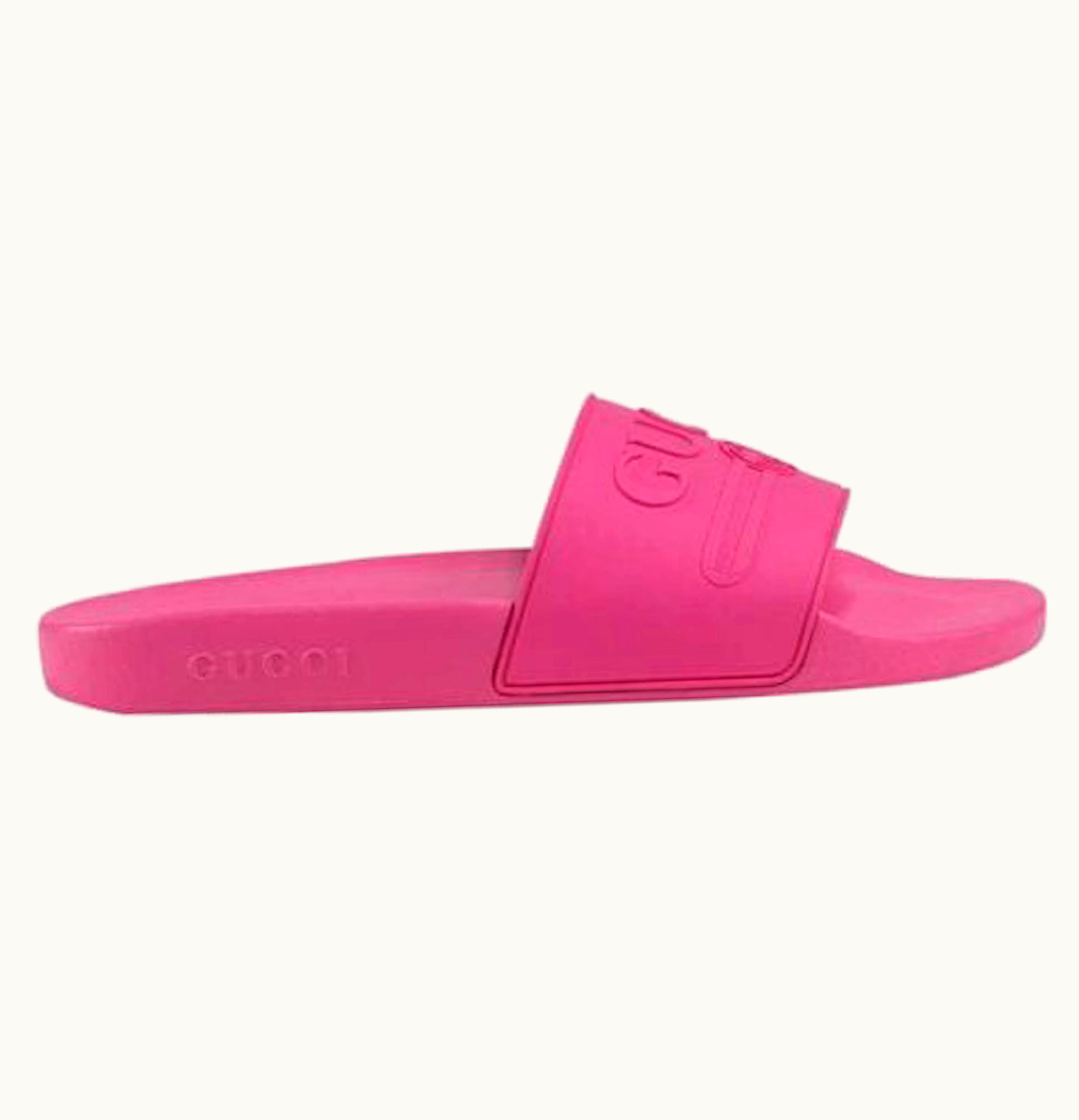 Gucci Gucci Logo Rubber Slide Fuschia Mens