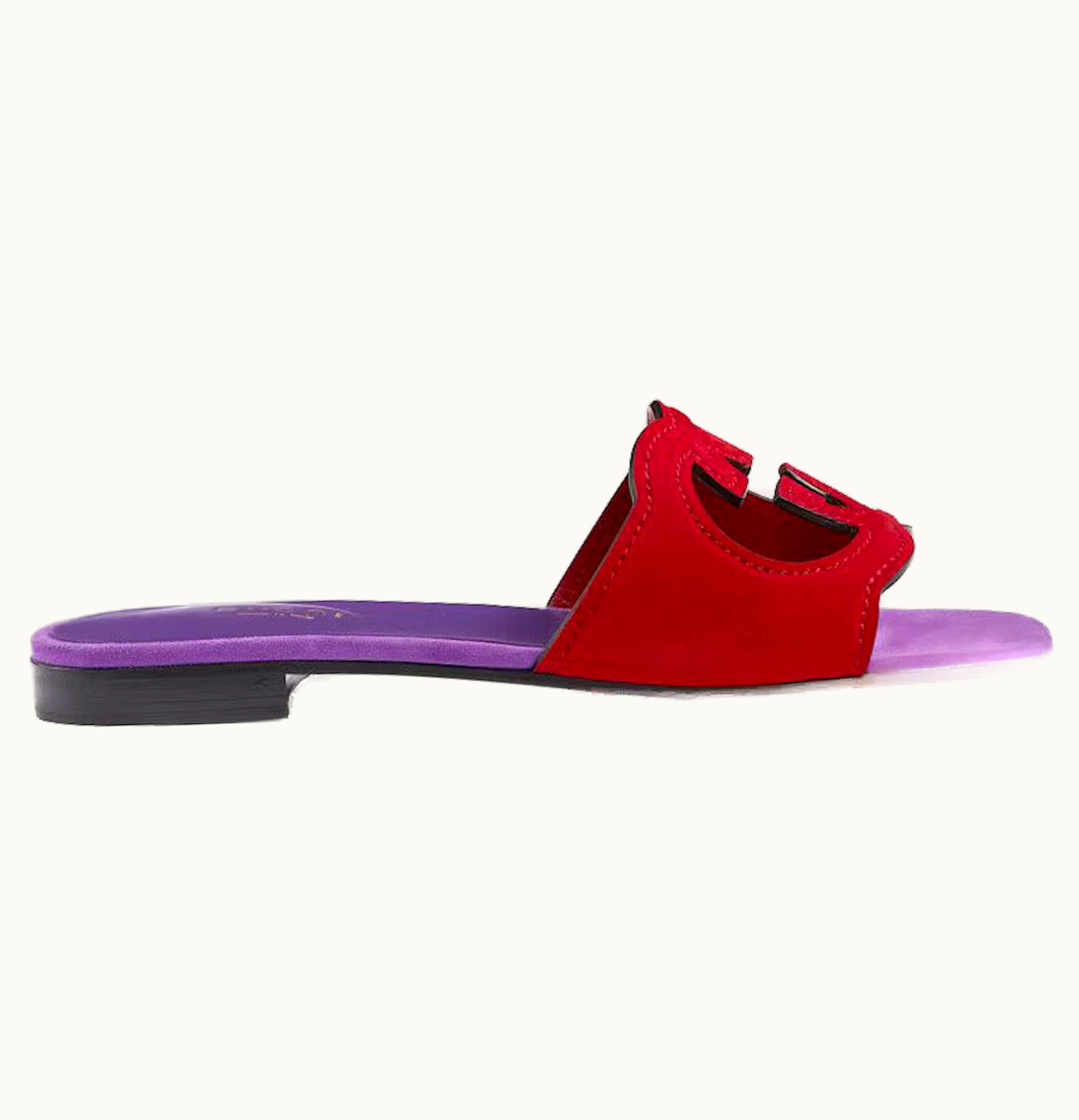 Gucci Gucci Interlocking G Cut Slide Sandal Red Purple Suede