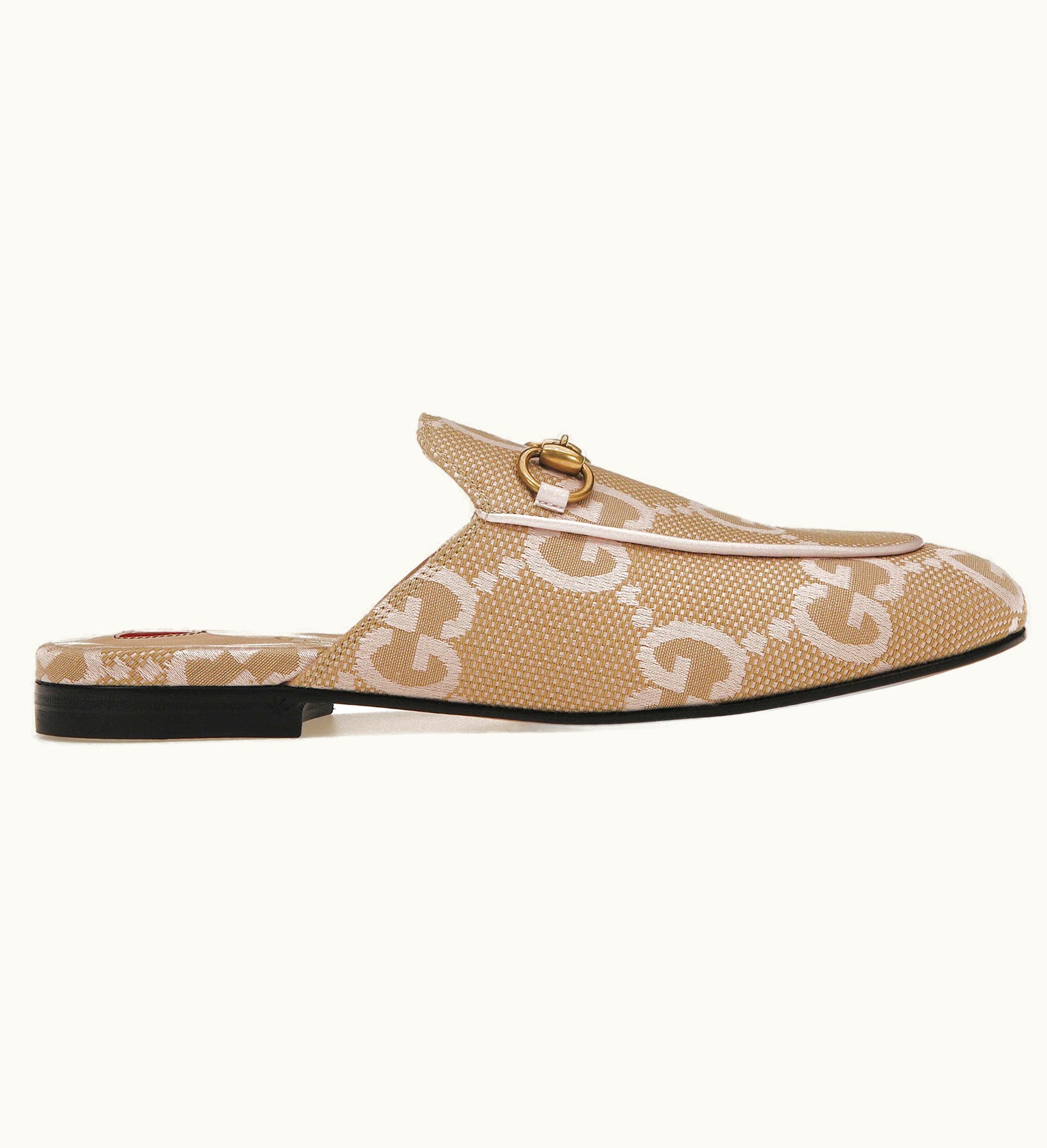 Gucci Gucci Jumbo GG Princetown Slipper Beige Light Pink Canvas