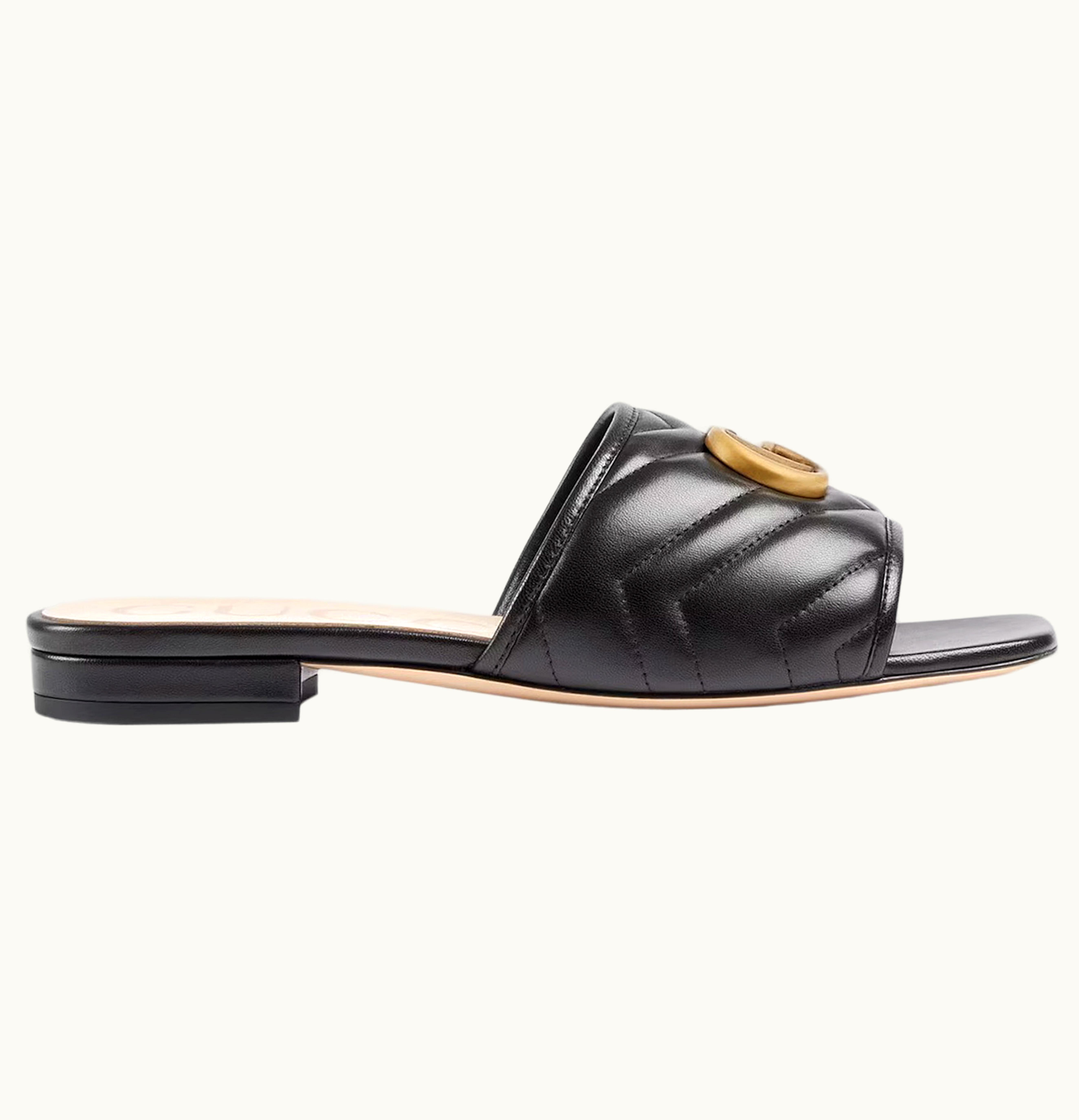 Gucci Gucci Double G Slide Sandal Black Leather