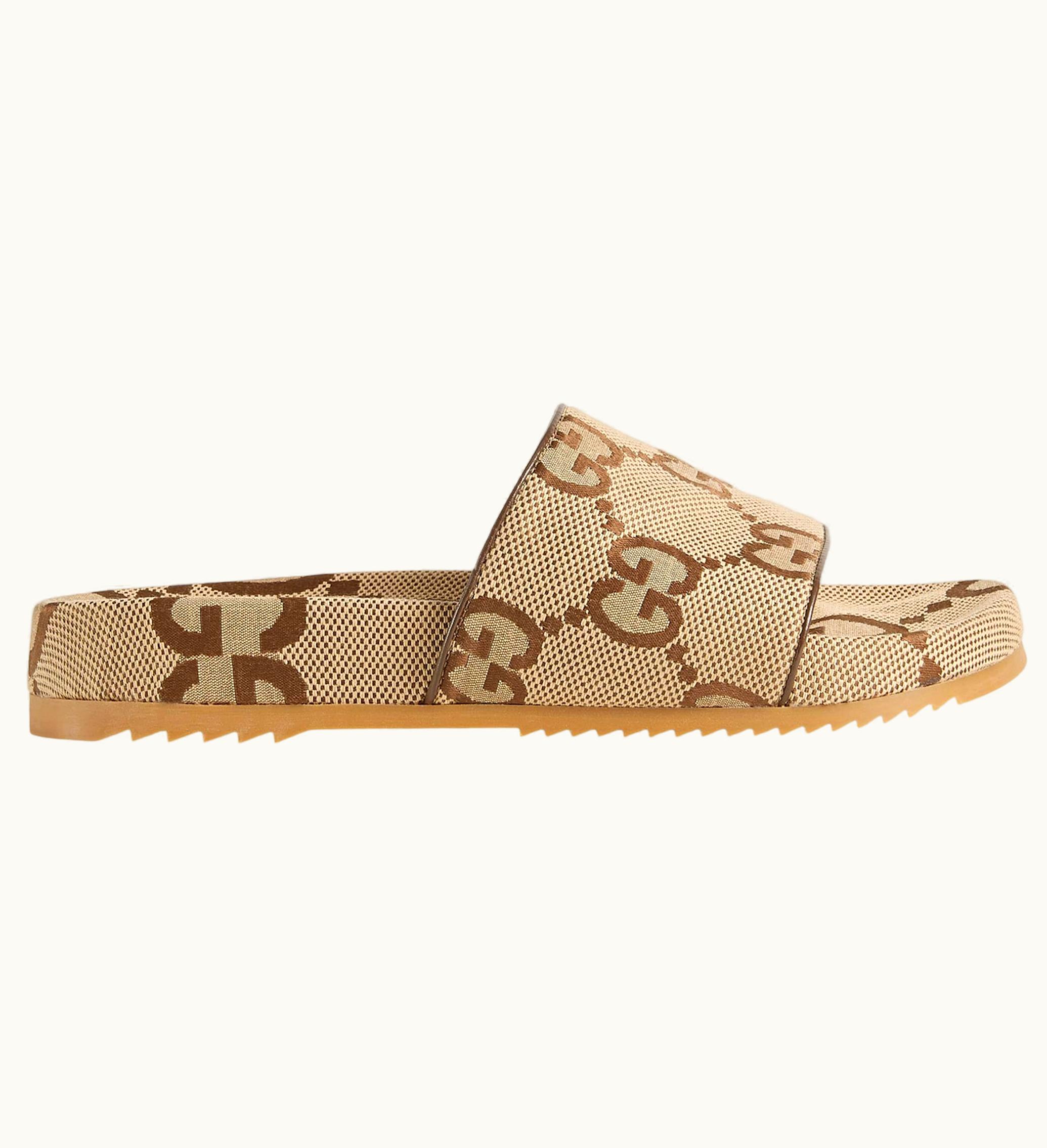 Gucci Gucci Maxi GG Canvas Slides Camel Ebony
