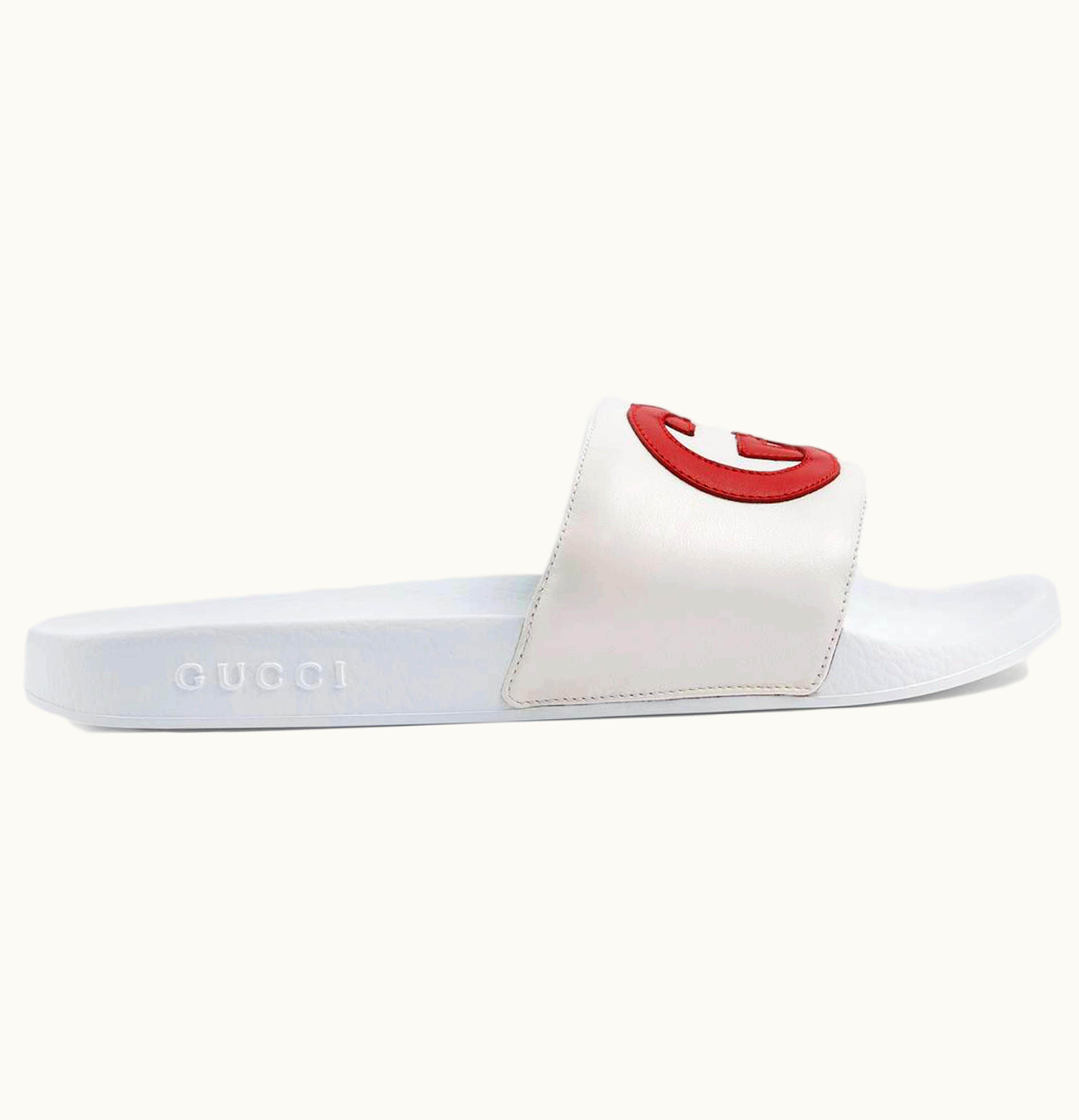Gucci Gucci Slide Interlocking G Leather White