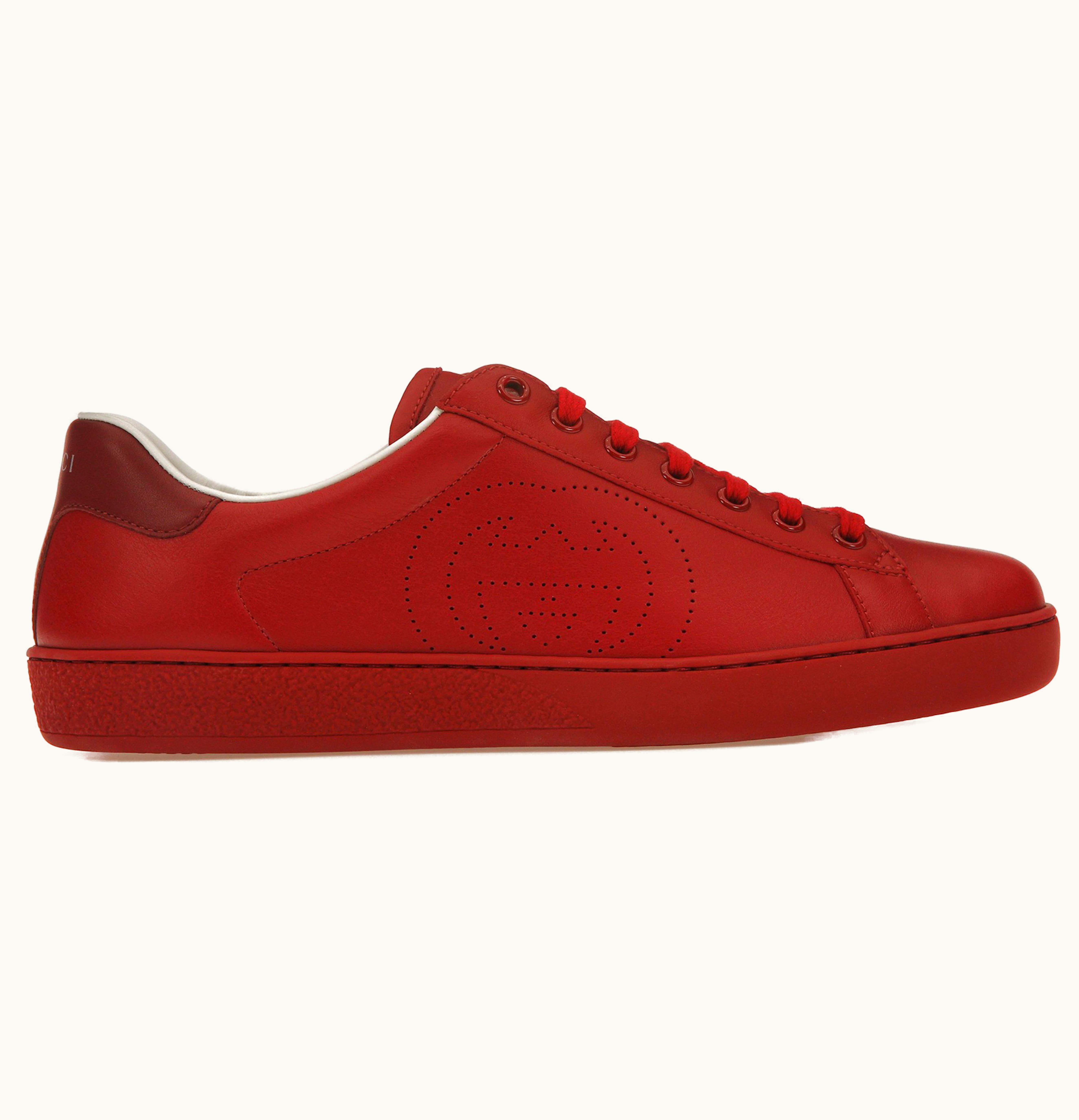 Gucci Gucci Ace Perforated Interlocking G Red