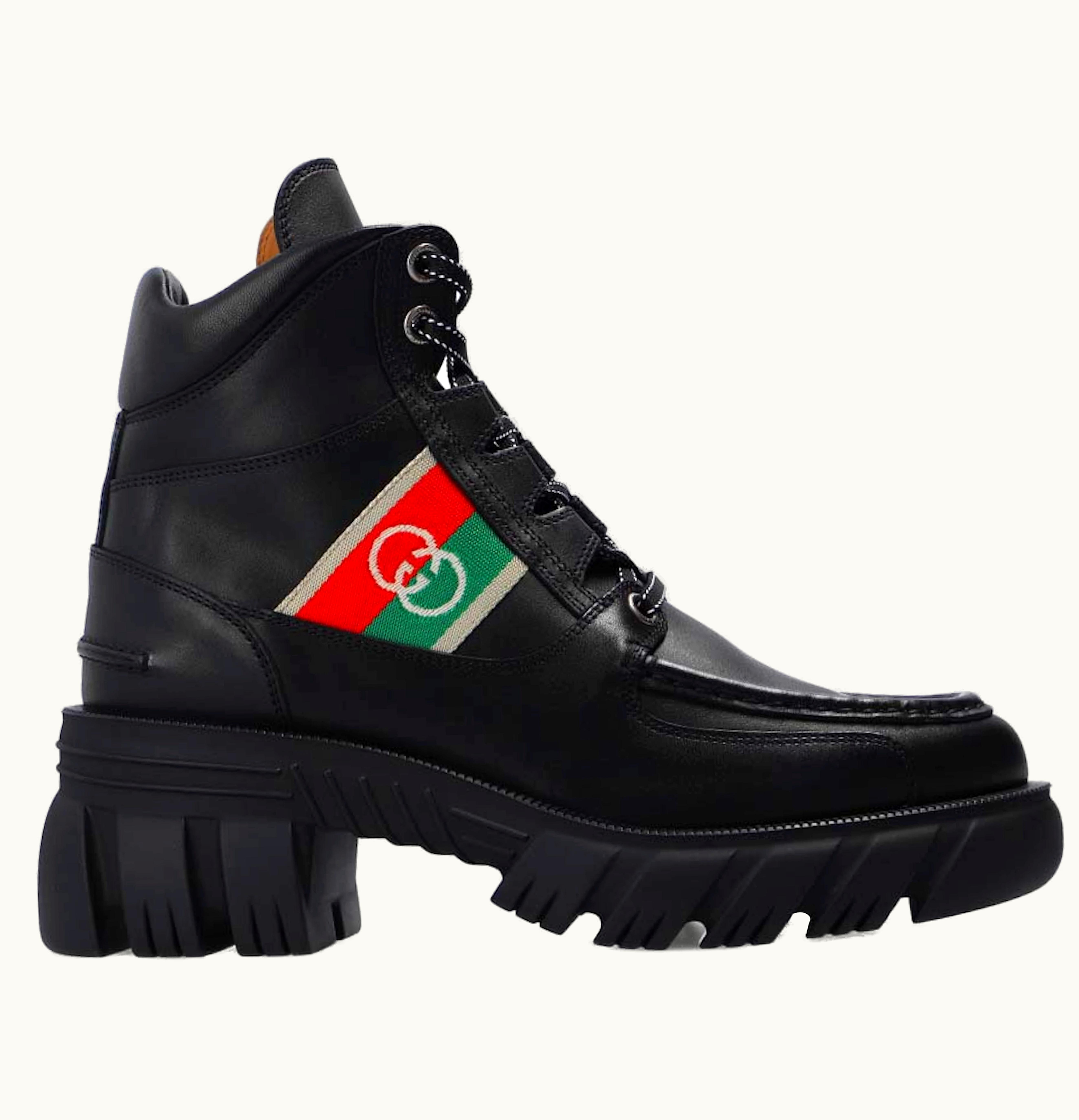 Gucci Gucci 60mm Romance Leather Combat Boot Black Womens