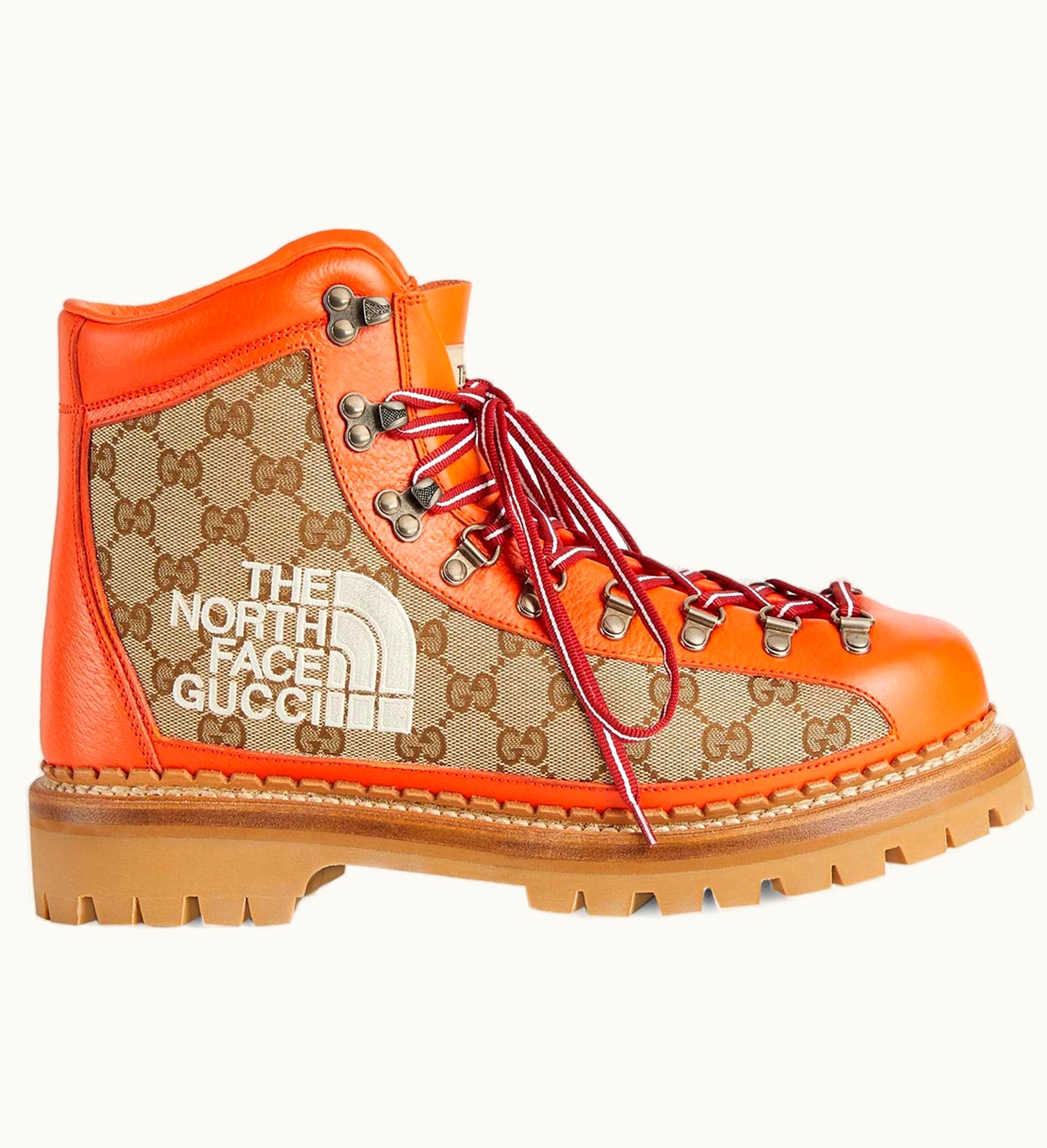 Gucci Gucci X The North Face Canvas Leather Boot Beige Orange Womens