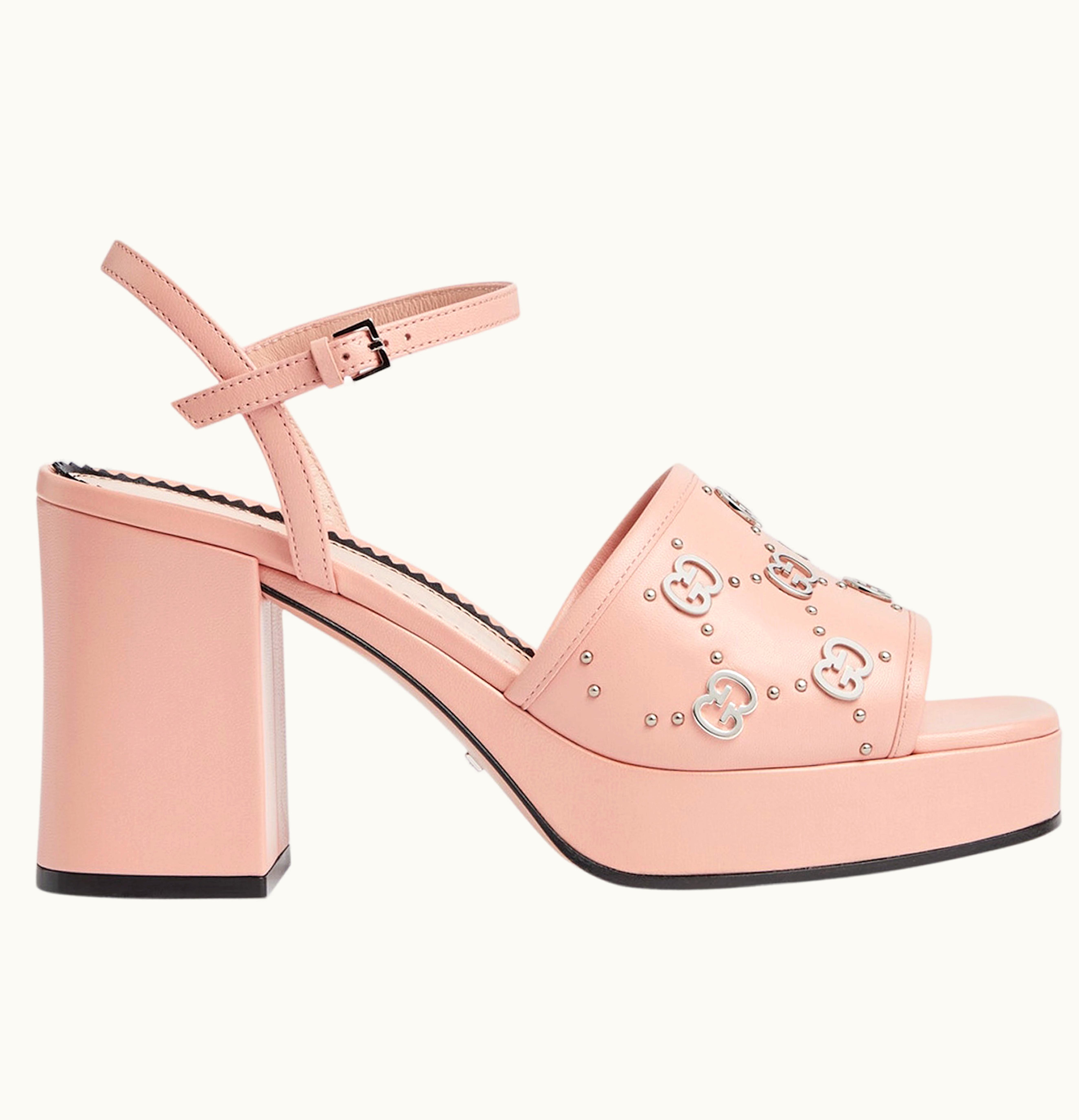 Gucci Gucci Interlocking G Studs 85mm Sandal Light Pink Leather