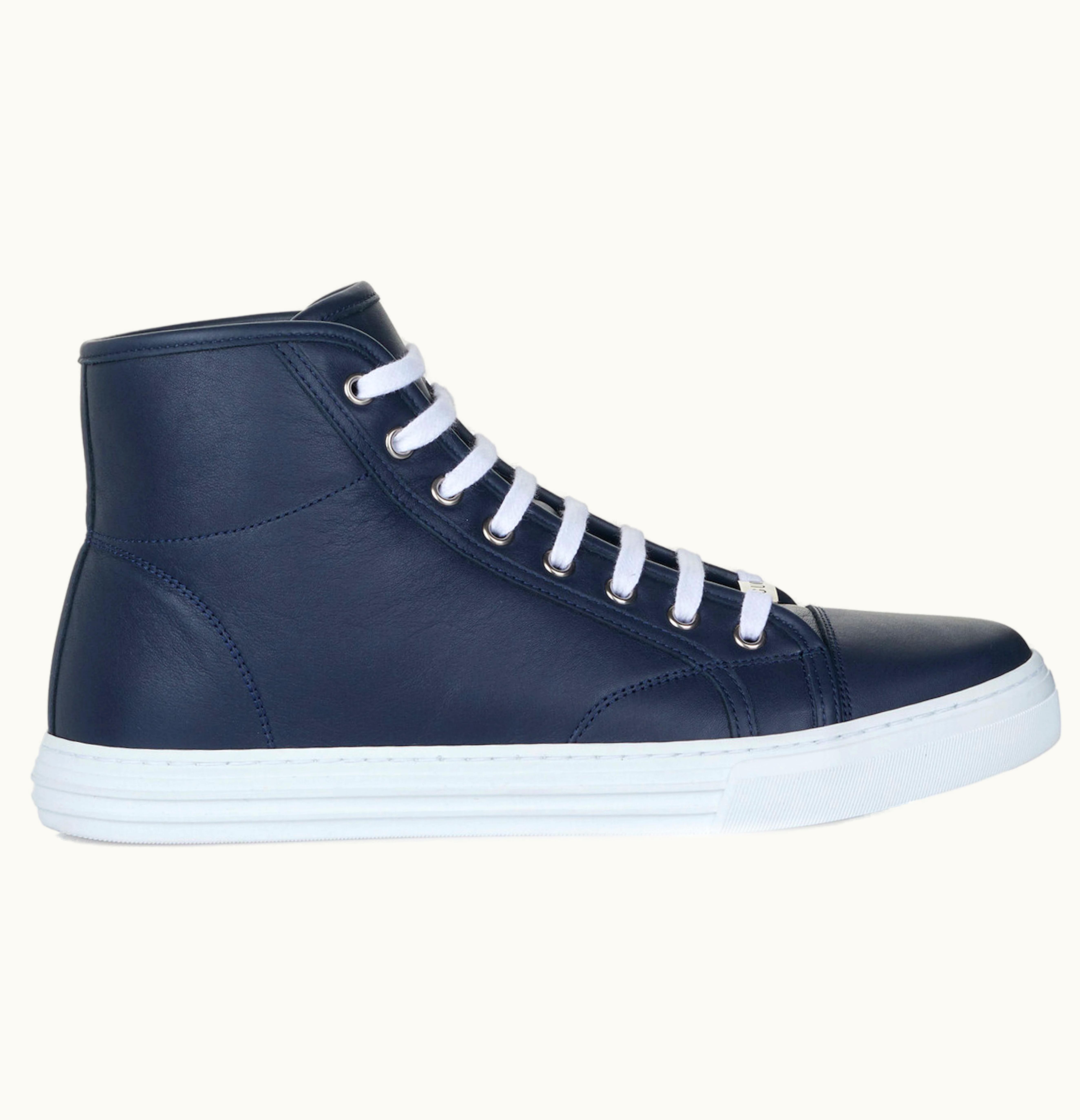 Gucci Gucci Leather High Top Sneaker Dark Blue