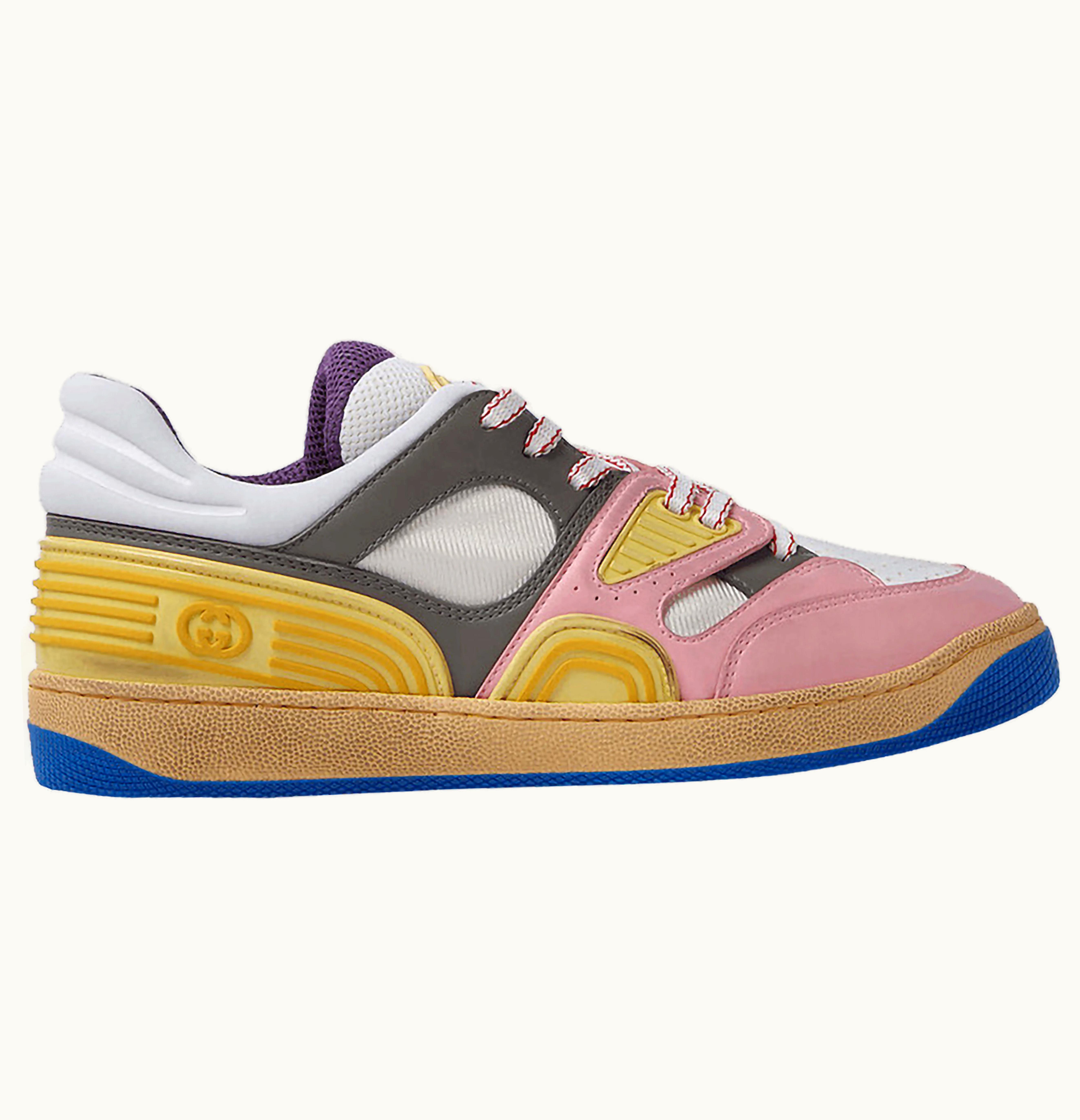 Gucci Gucci Basket Low Top Sneaker Yellow Pink Blue Womens